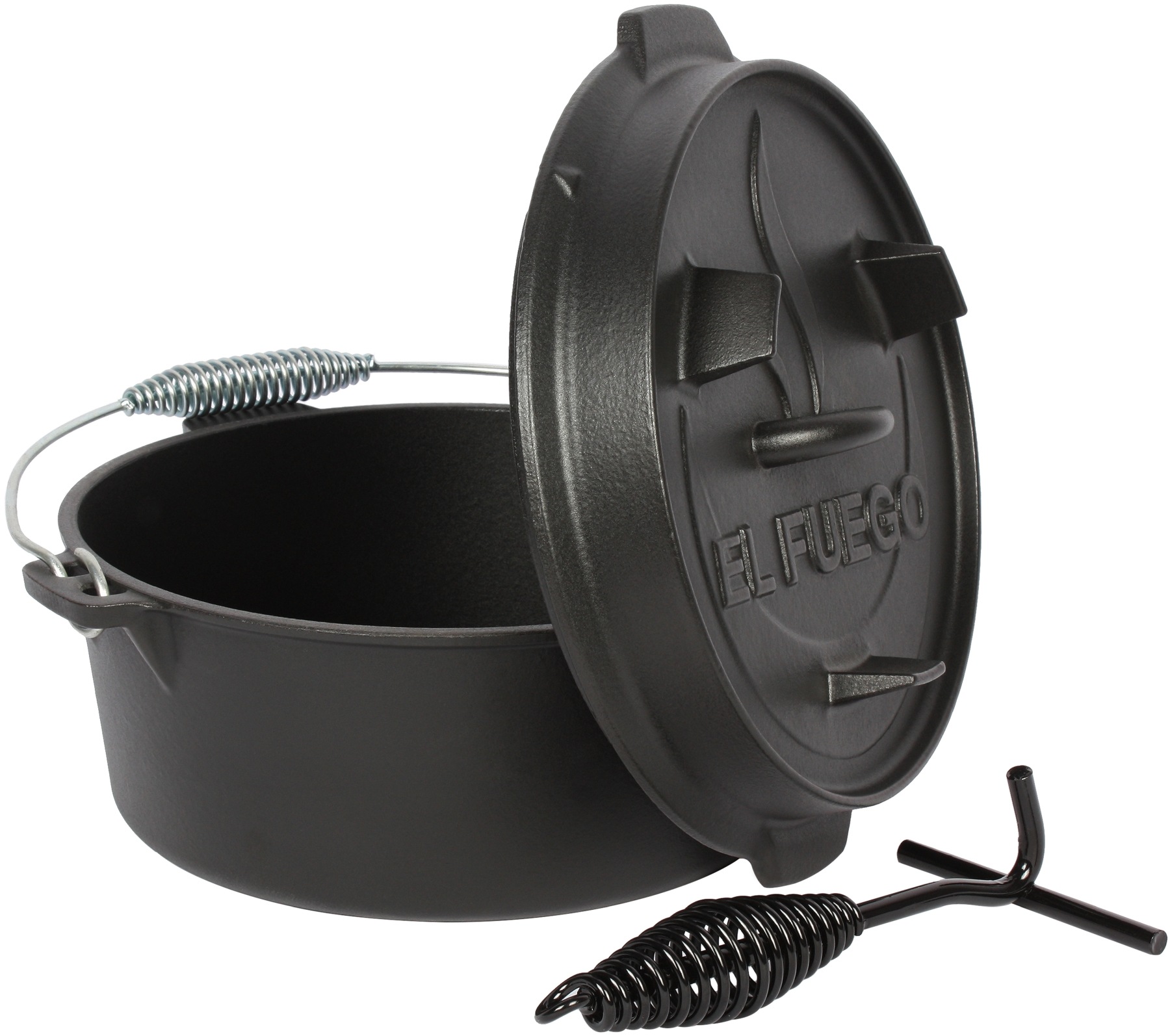 Kasserolle EL FUEGO "El Fuego Dutch Oven", schwarz, B:35,2cm H:19cm L:33cm, Töpfe, Kasserolle, aus Gusseisen, mit spezieller Oberflächenveredelung, 7,2 l 3