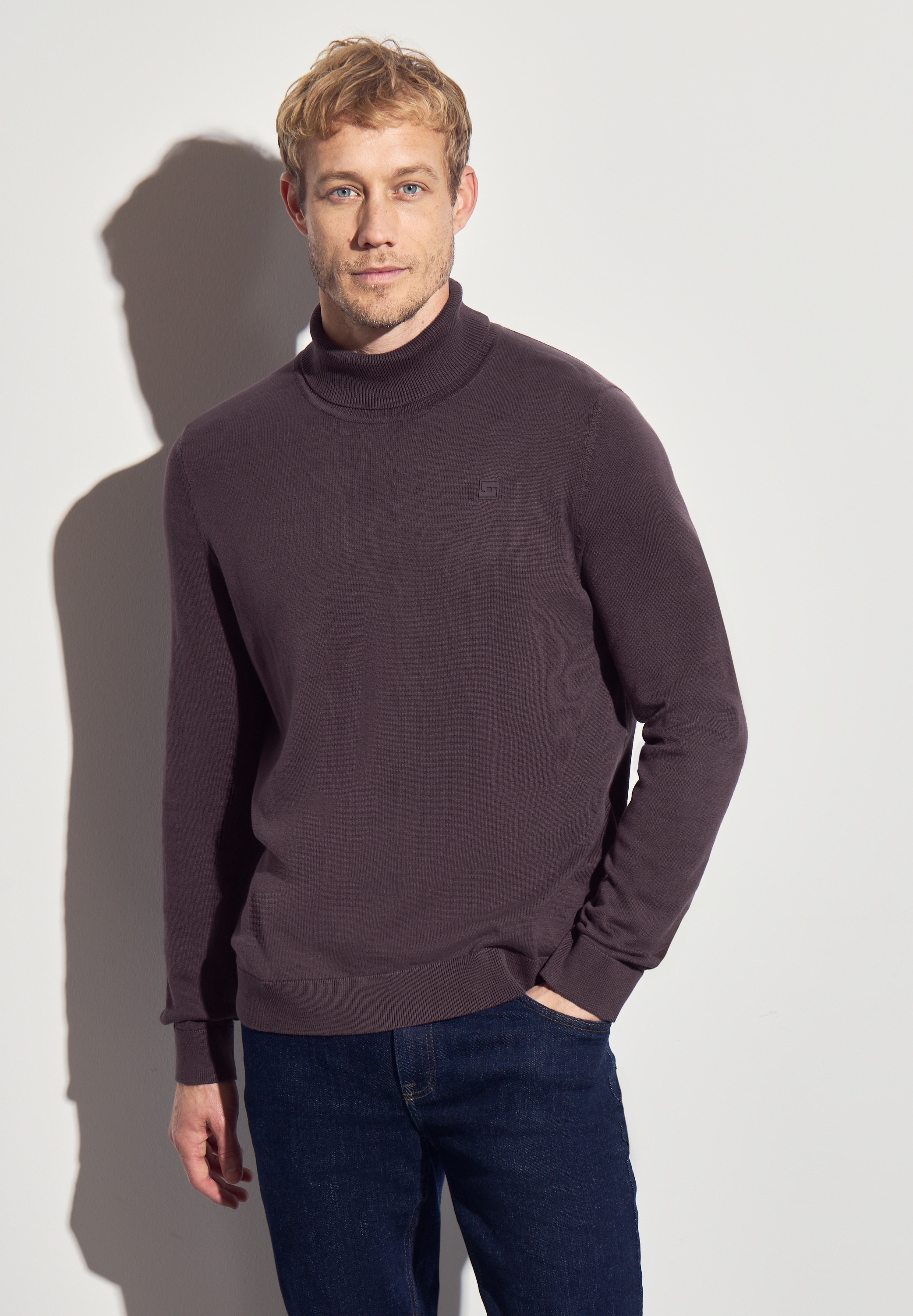 STREET ONE MEN Rollkragenpullover, aus reiner Baumwolle günstig online kaufen