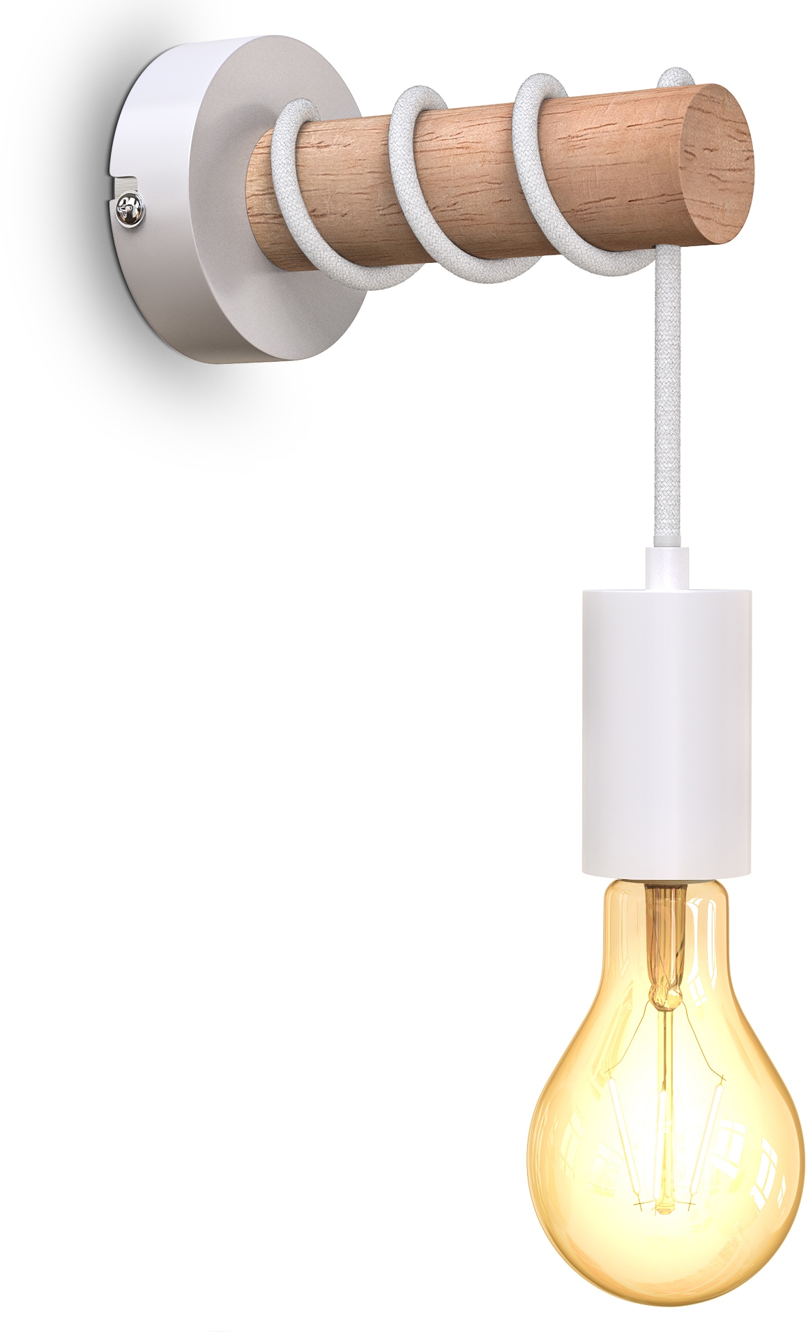B.K.Licht Wandleuchte, 1 Wandlampe, 1-flammig, Industrial-Design, Stahl, Retro, BAUR Holz | Vintage, flammig-flammig