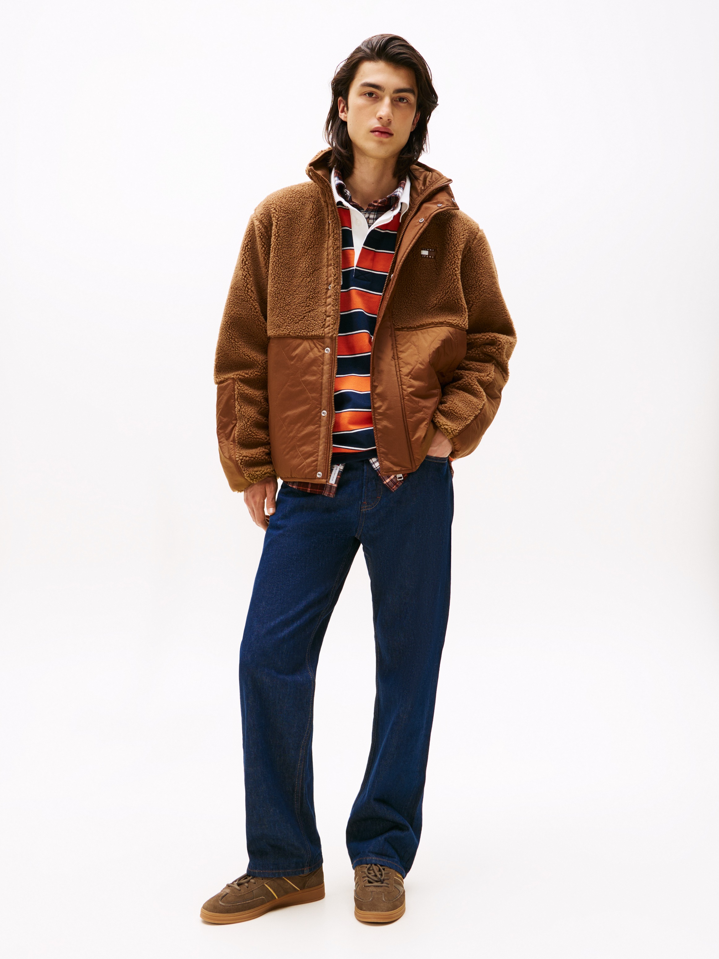 Thumbnail - Tommy Jeans Steppjacke "TJM ESSENTL MIX TEDDY" Übergangsjacke relaxed fit, mit Teddy Fleece, Stehkragen