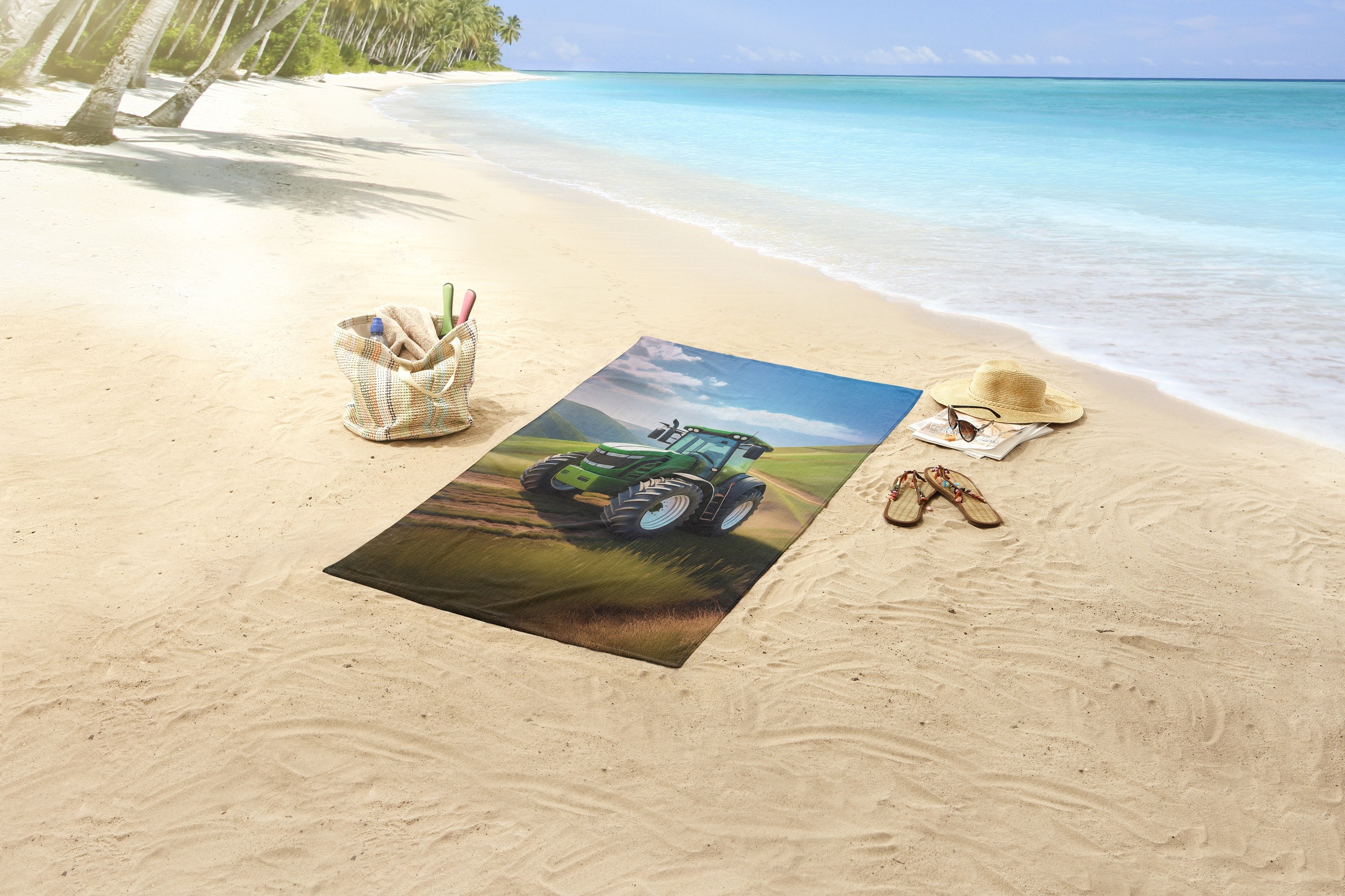 good morning Strandtuch »Aart« Kinder Strandtuch, Mikrofaser, Velours, saugfähig, weich, Traktor