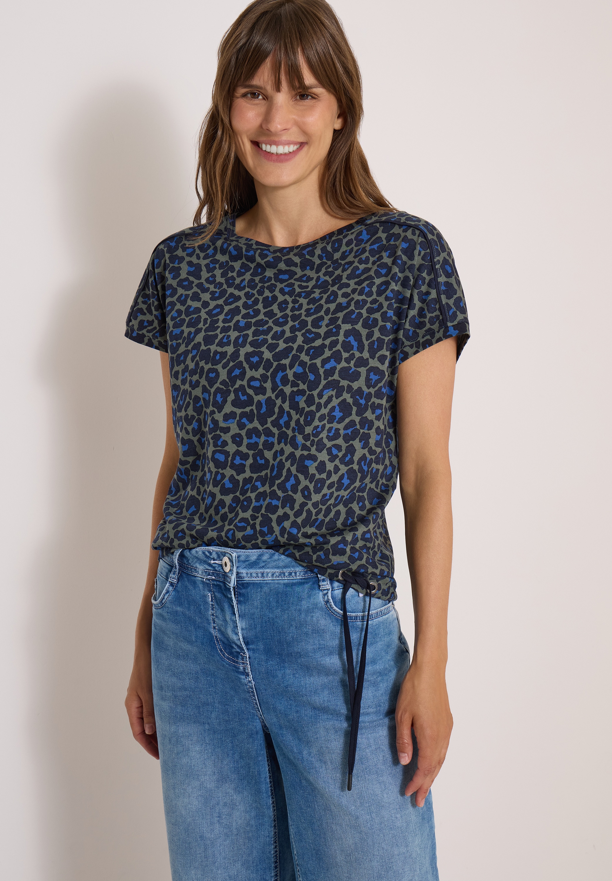 Cecil Print-Shirt U-Boot Ausschnitt, angeschnittene Ärmel