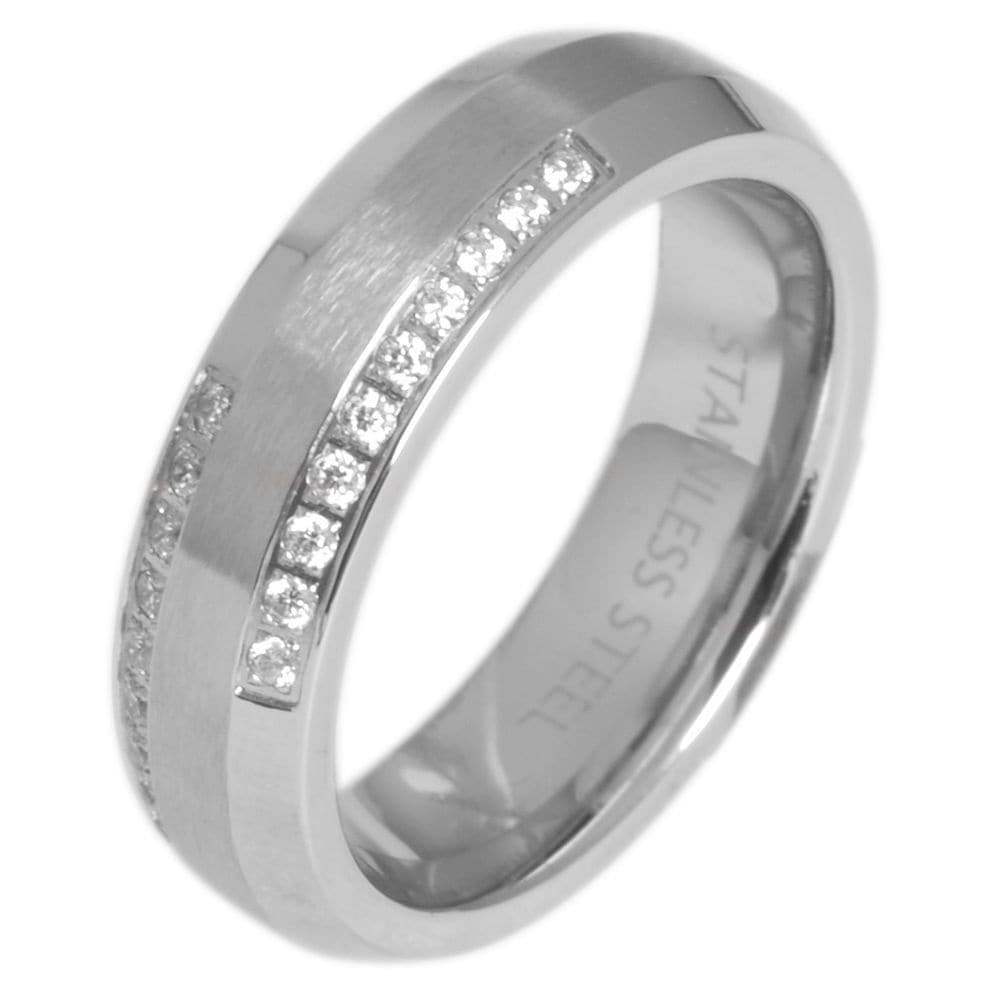 Adelia's Stainless Steel Women's Ring Silver Size 54