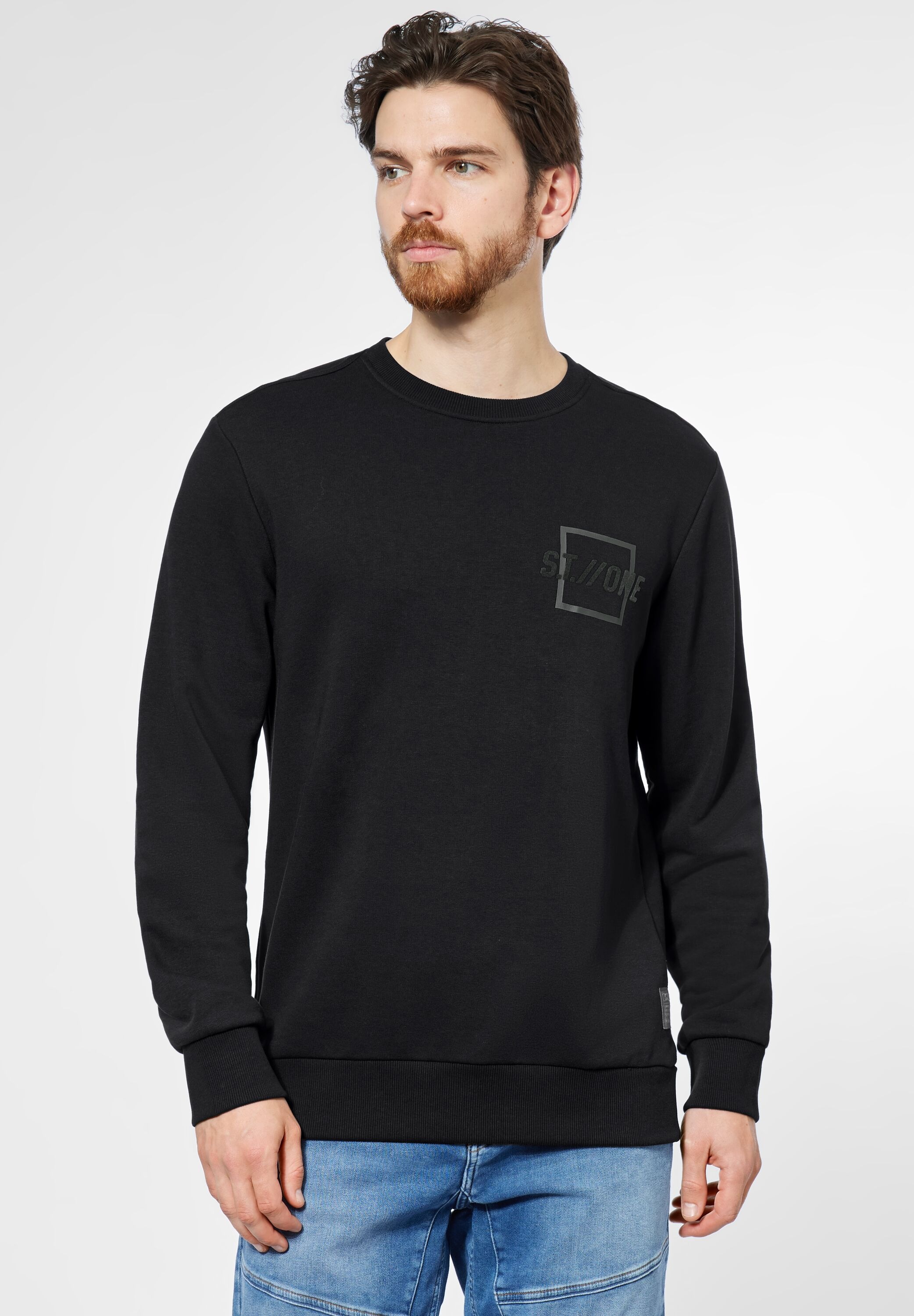 STREET ONE MEN Sweatshirt, mit Wording-Print