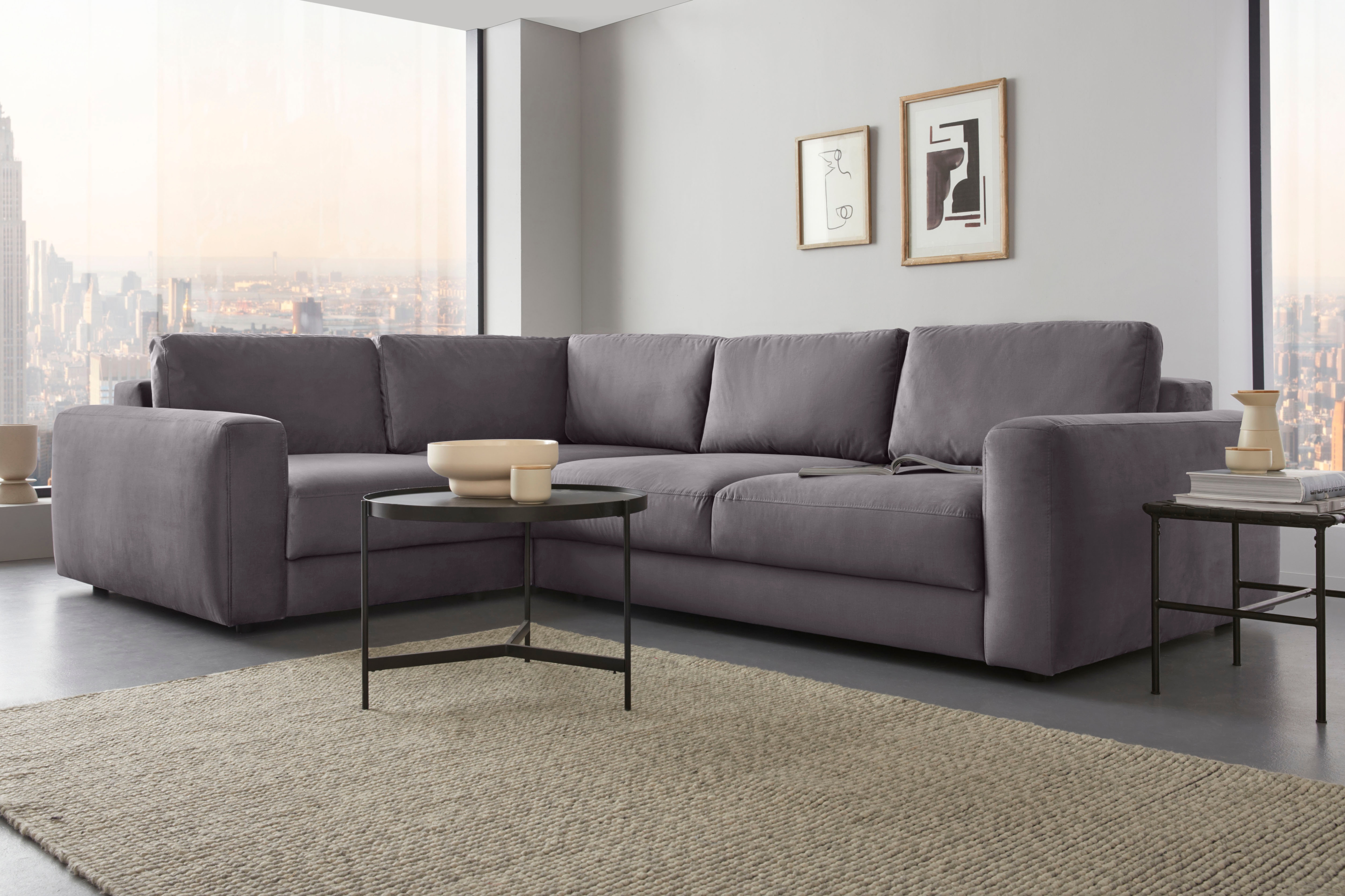 Home affaire Ecksofa "Bloomfield, Mega Polsterecke, Breite 289cm, viel Platz, L-Form" In verschiedenen Größen