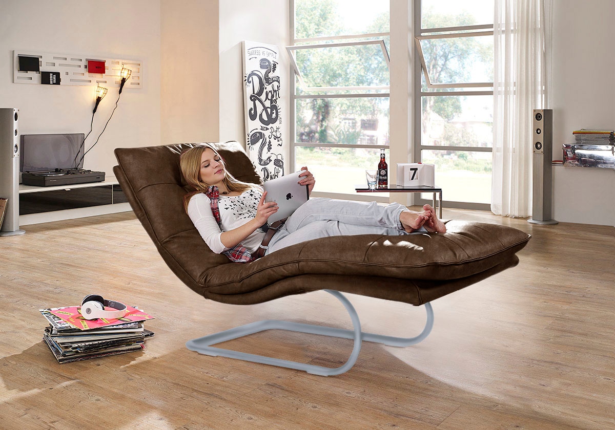 W.SCHILLIG Relaxliege »daily dreams« in Waffelkissen-Optik, wahlweise mit Motor, silber matt, in 2 Breiten