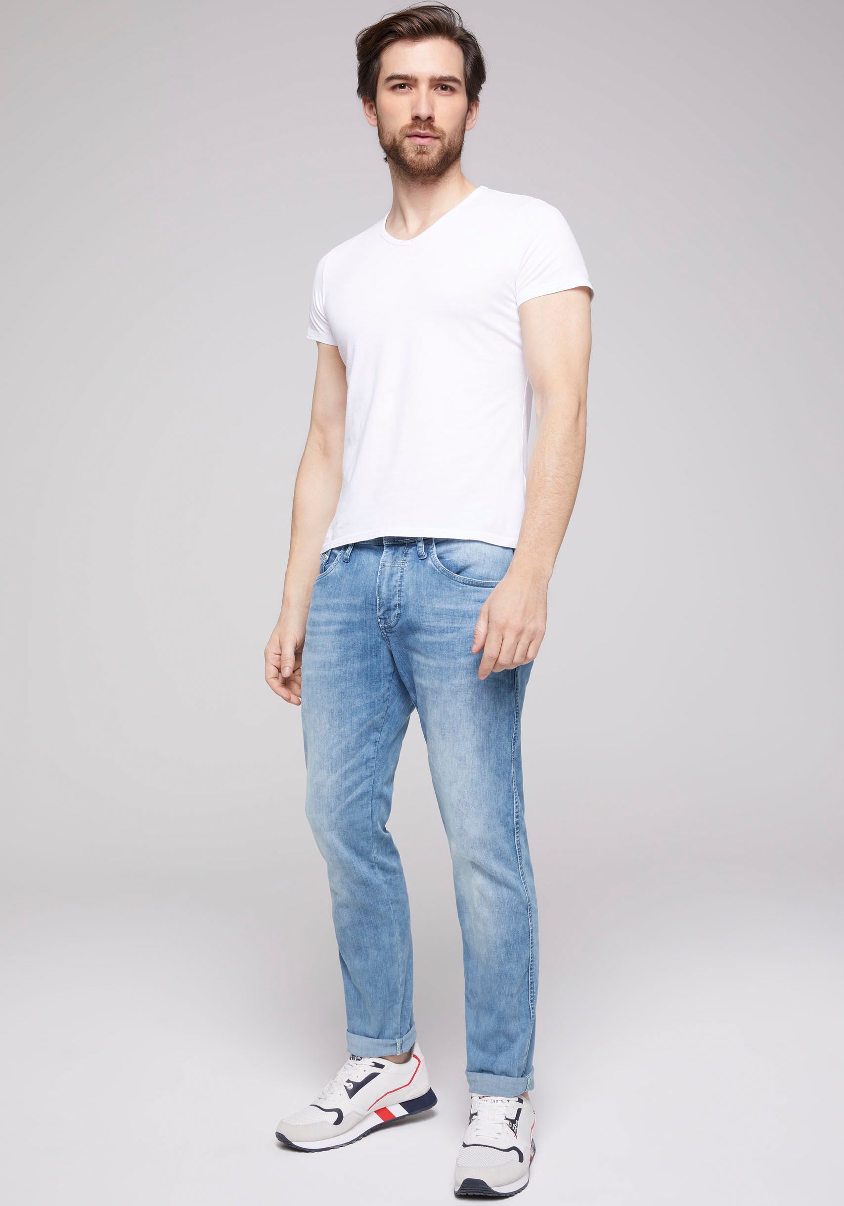 5-Pocket-Jeans, mit | BAUR Nähten bestellen CAMP dünnen ▷ DAVID