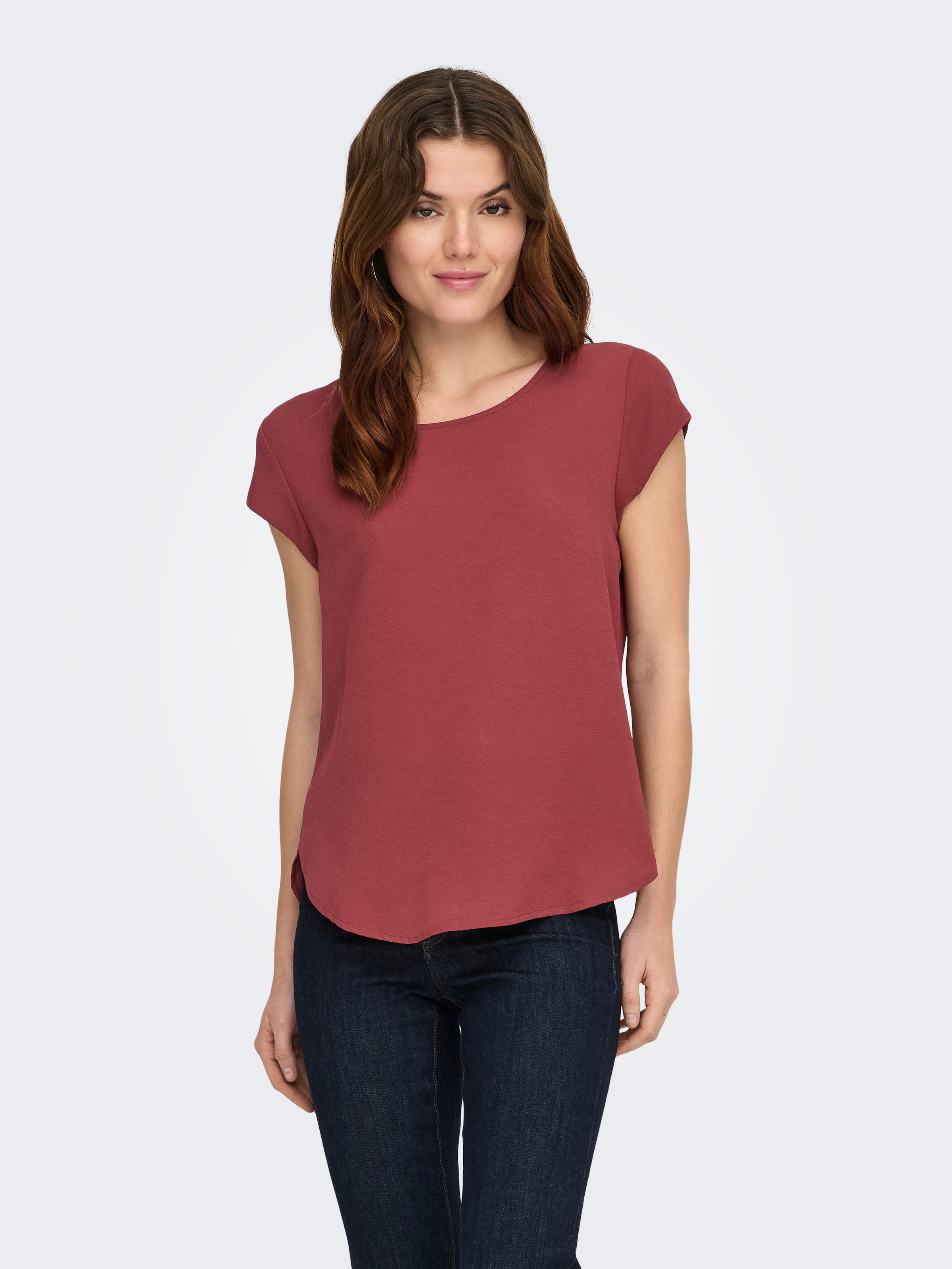 ONLY Kurzarmbluse »ONLVIC – feminines Blusenshirt in lockerer Form« Materialmix, regular fit