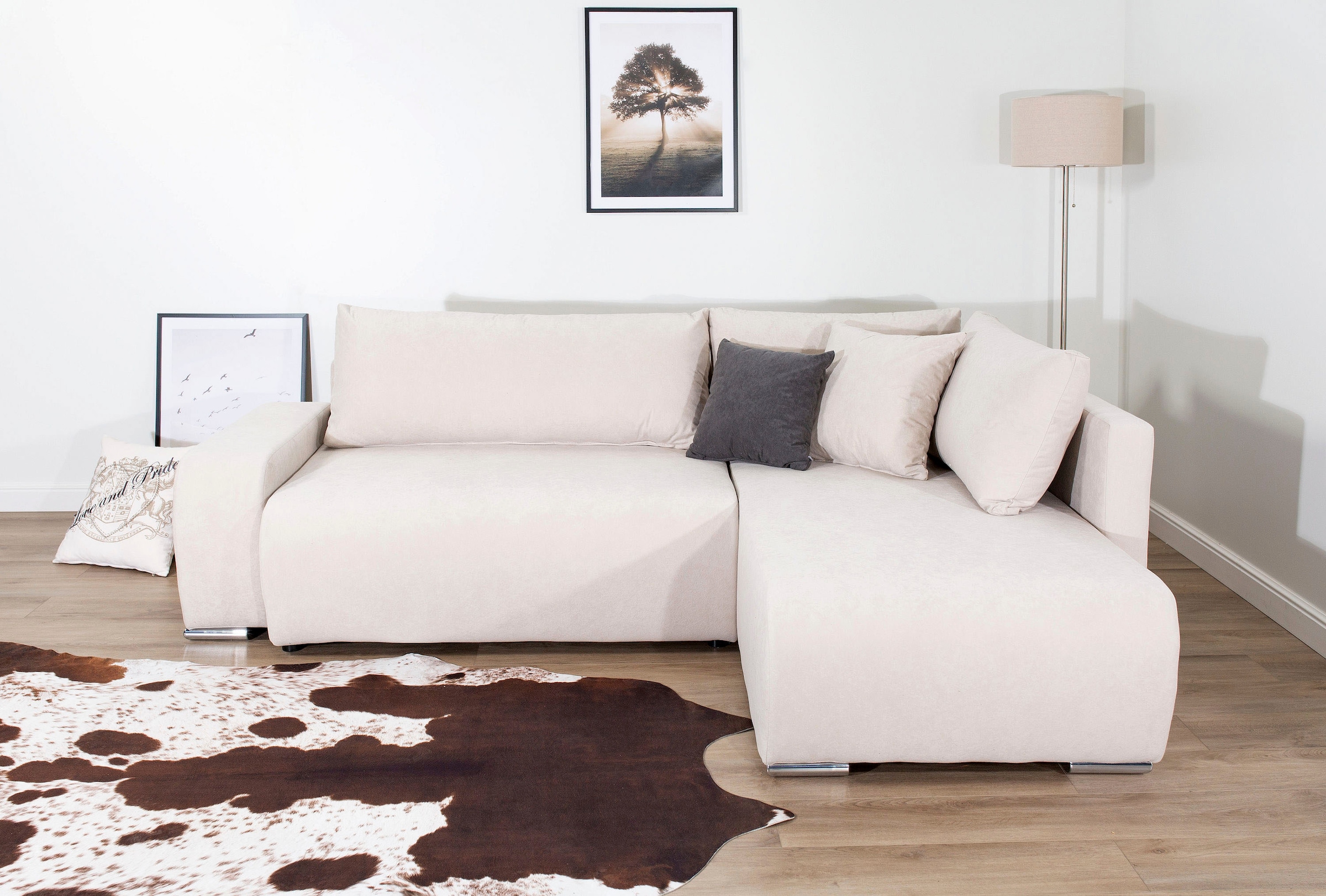 COLLECTION AB Ecksofa "Poppy L-Form, B: 227 cm" Schlaffunktion, Bettkasten & 1 Zierkissen