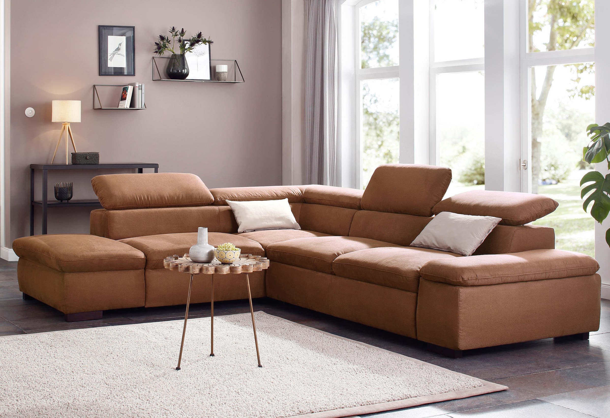 Home affaire Ecksofa »Alberto L-Form«, mit Kopfteilverstellung, wahlweise mit Bettfunktion
