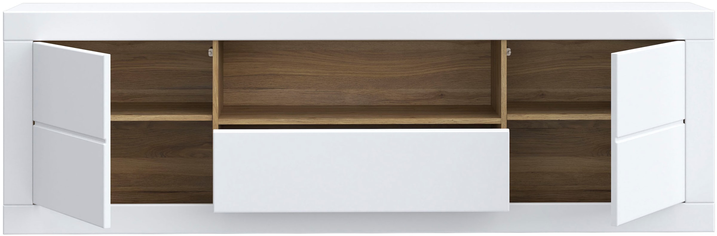 FORTE Lowboard »LefkadasTV-Board, TV-Schrank«, TV-Board, viel Platz, Push to open, Grifflos, BxH= 195,4 x 61,6cm