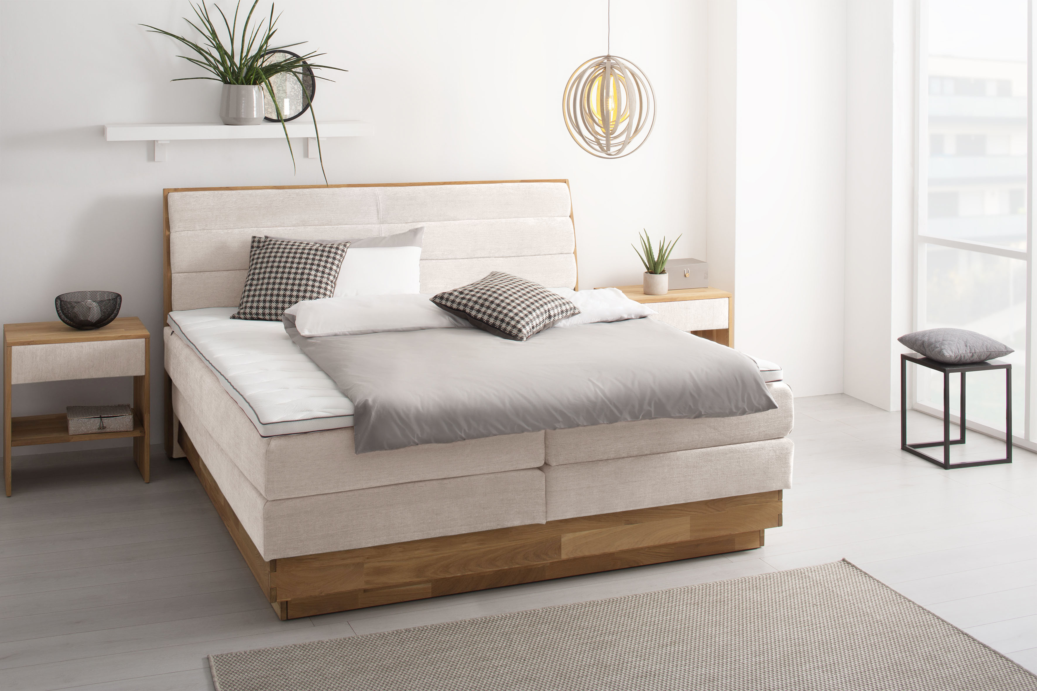 OTTO home Boxspringbett "JENNA in verschiedenen Farben und Breiten erhältlich" LED-Beleuchtung, mit zertifizierten, recycelten Bezugsstoffen