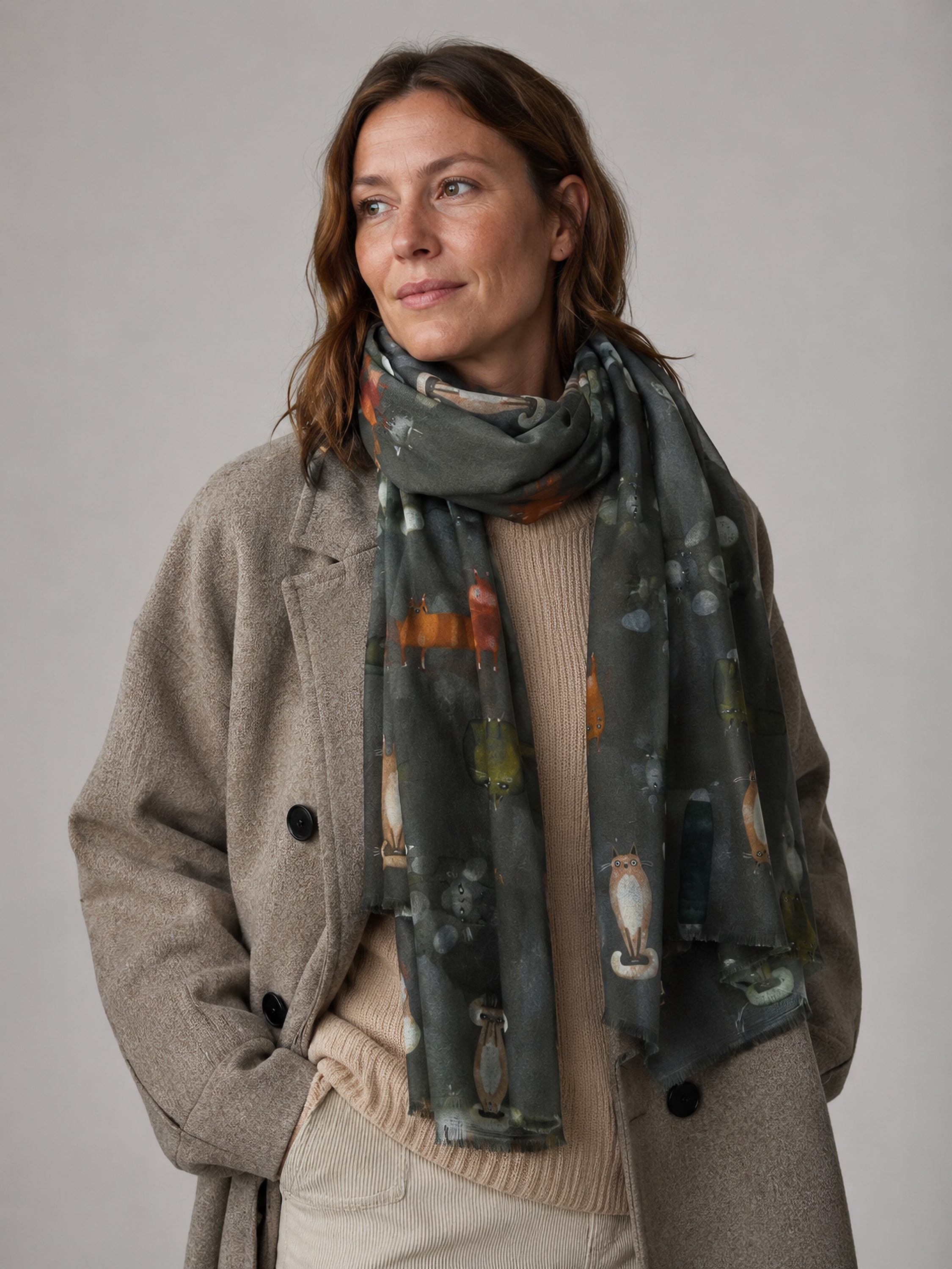 COLLEZIONE ALESSANDRO Modeschal »Minka« 1 Stk. warmer Winterschal mit Katzen-Print