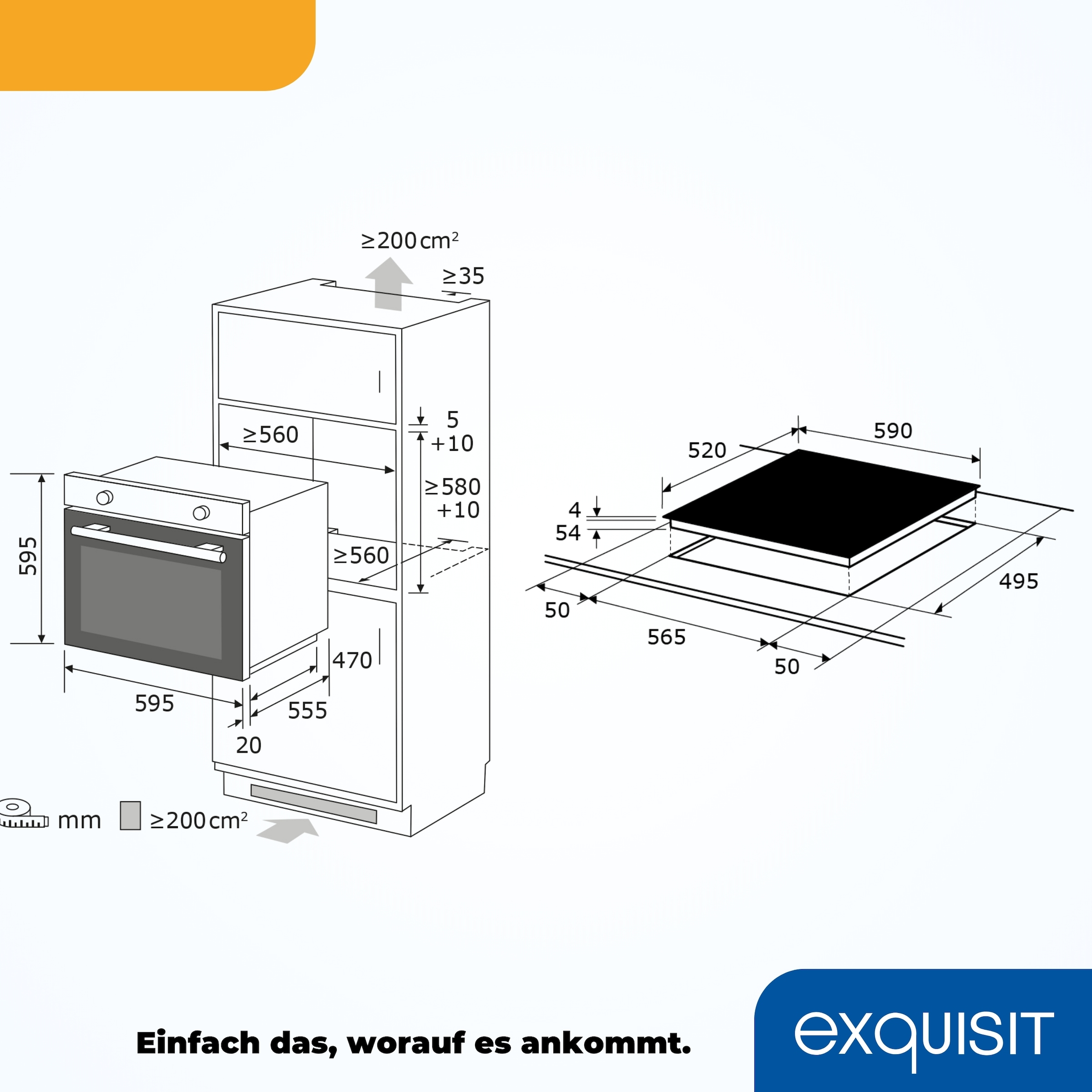 exquisit Backofen-Set »EBE367-H-120 mattschwarz« Set, 2 Stk. tlg.