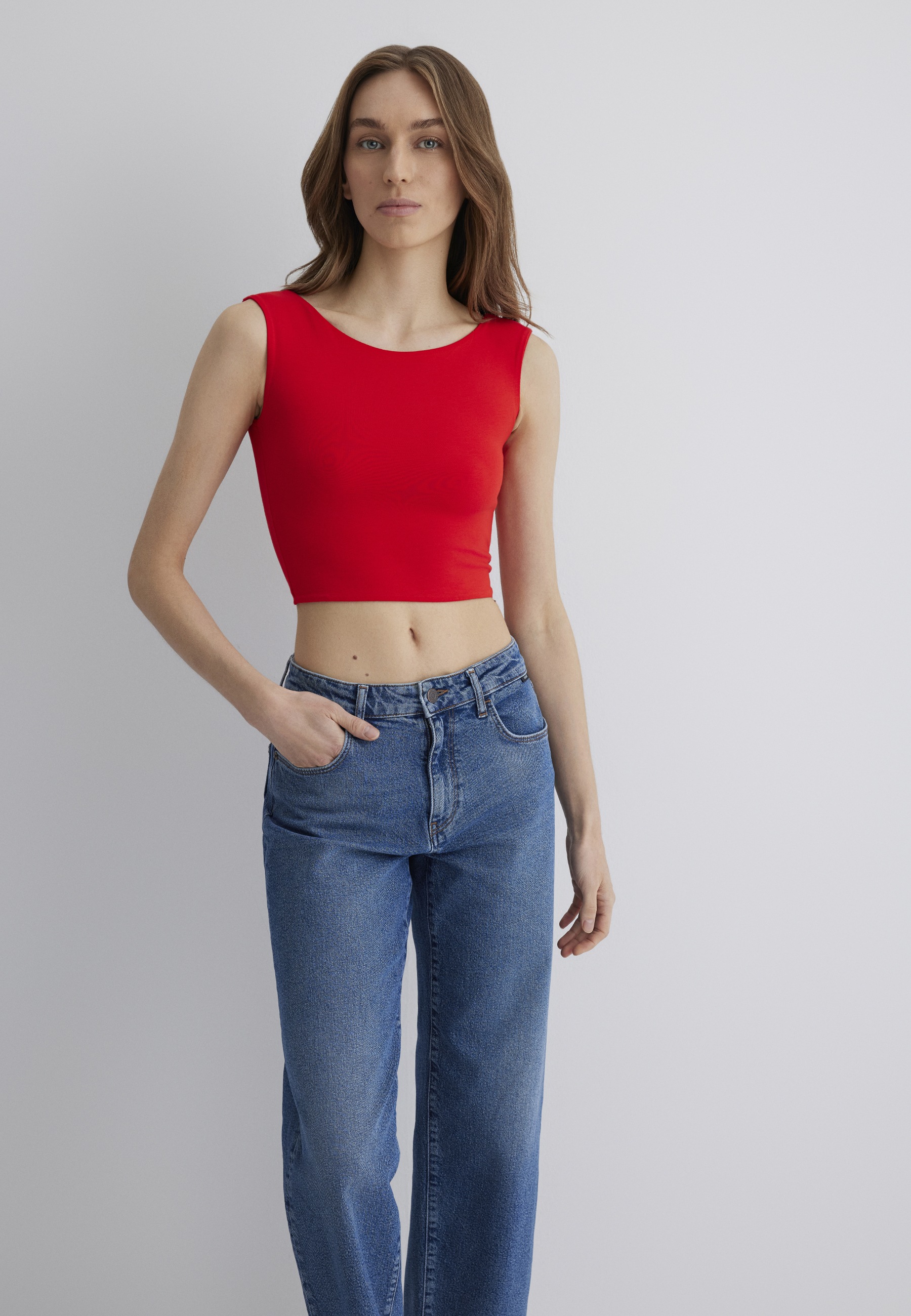 Mavi Rundhalsshirt "NONSLEEVE CROP JERSEY", Top Cropped günstig online kaufen