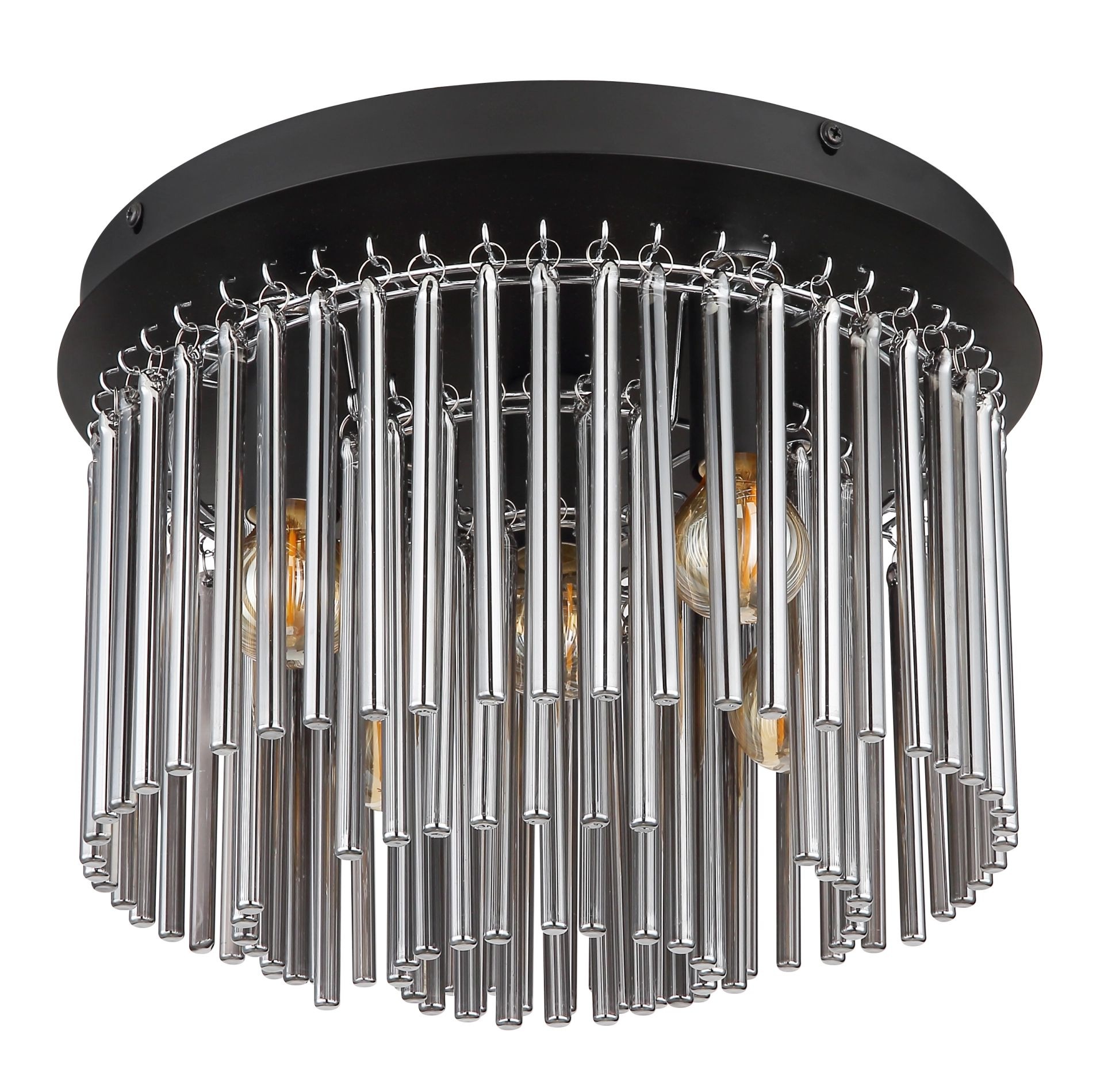 "GLOBO LIGHTING Deckenleuchte ""GORLEY"", schwarz (schwarz matt), Ø 32cm H: 23cm, 1 Stk., Leuchten, Design Glasstäbe, Deckenlampe, Wohnzimmer