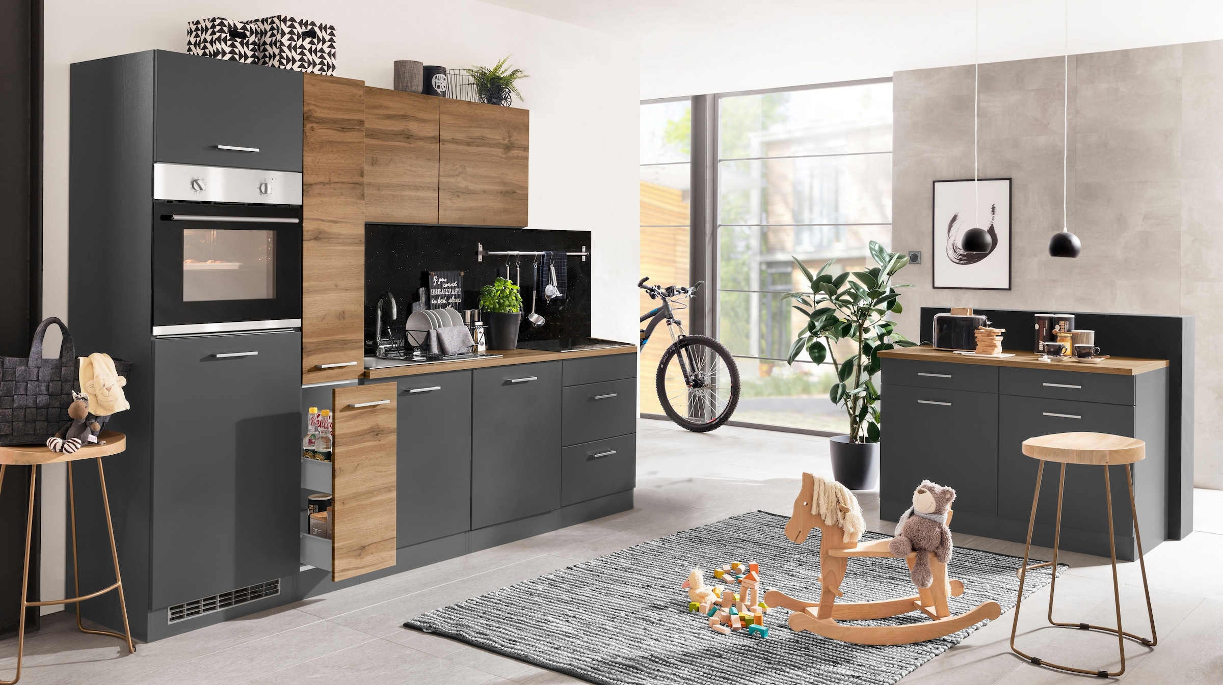 KOCHSTATION Küchenzeile »KS-Kehl«, ohne E-Geräte, Breite 270 cm, für Kühlschrank