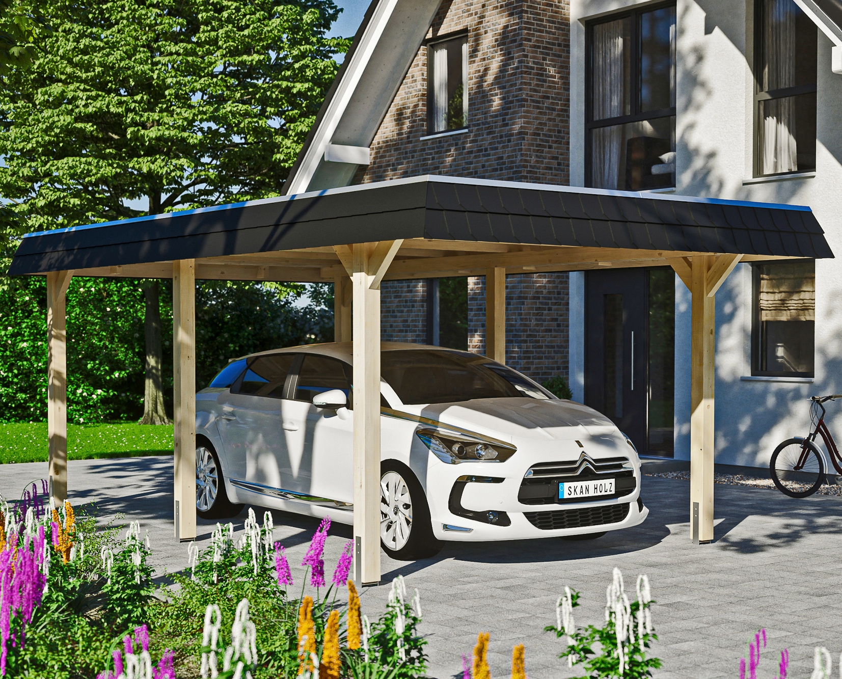 Skanholz Einzelcarport "Wendland" Leimholz 291 cm natur