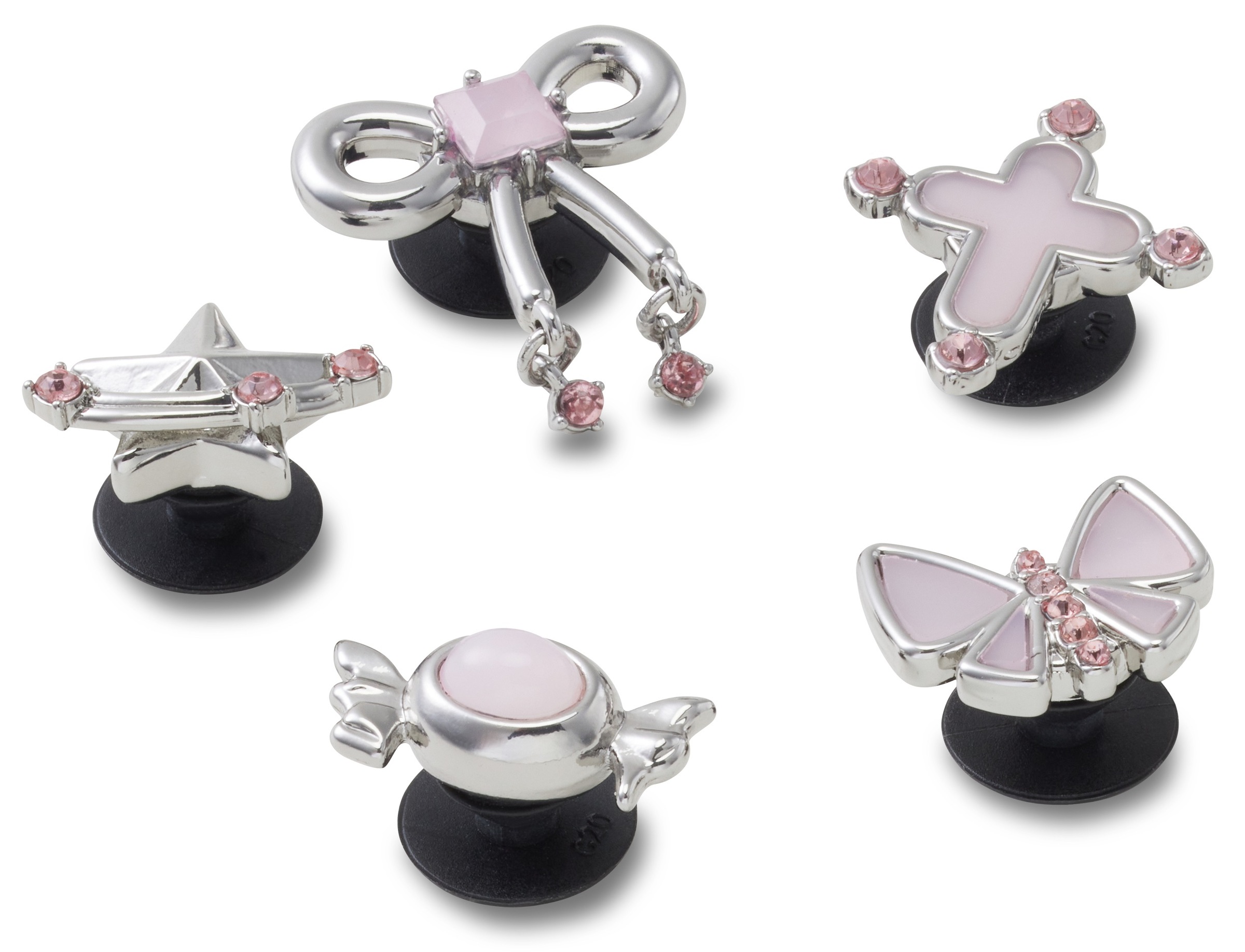 Crocs Schuhanstecker »Jibbitz™ Silver and Pink«, (Set, 5 tlg., Kein Spielzeug. Nicht für Kinder unter 3 Jahren geeignet), Charm, Anstecker für Crocs Schuhe