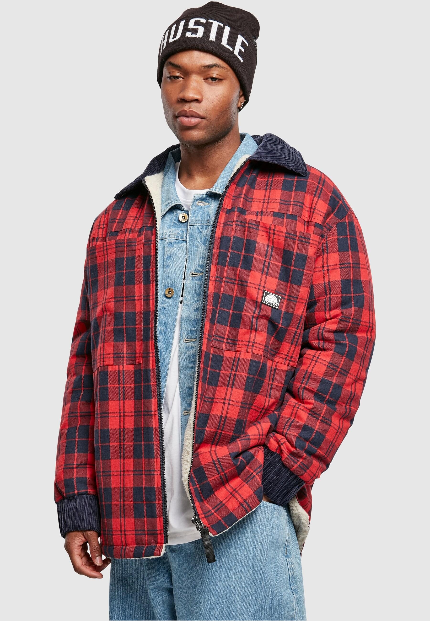 Southpole Allwetterjacke »Southpole Herren Southpole Check Flannel Sherpa Jacket«, (1 St.), ohne Kapuze