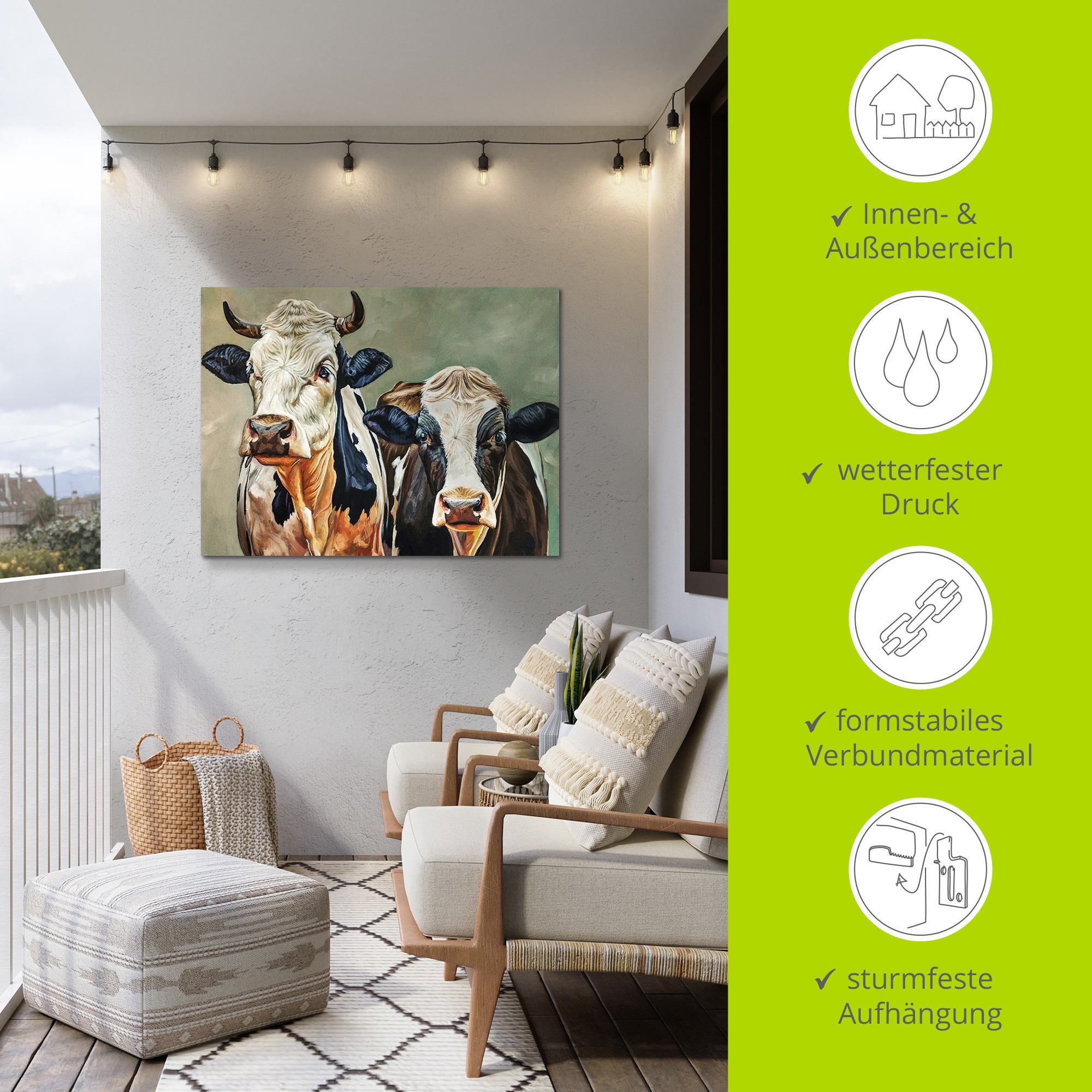 Wandbild ARTLAND "Moo-Ment", farbe bild(er): grün, B:60cm H:45cm, Alu Dibond, Bilder, als Alubild, Leinwandbild, Poster, Wandaufkleber in verschied. Größen 2