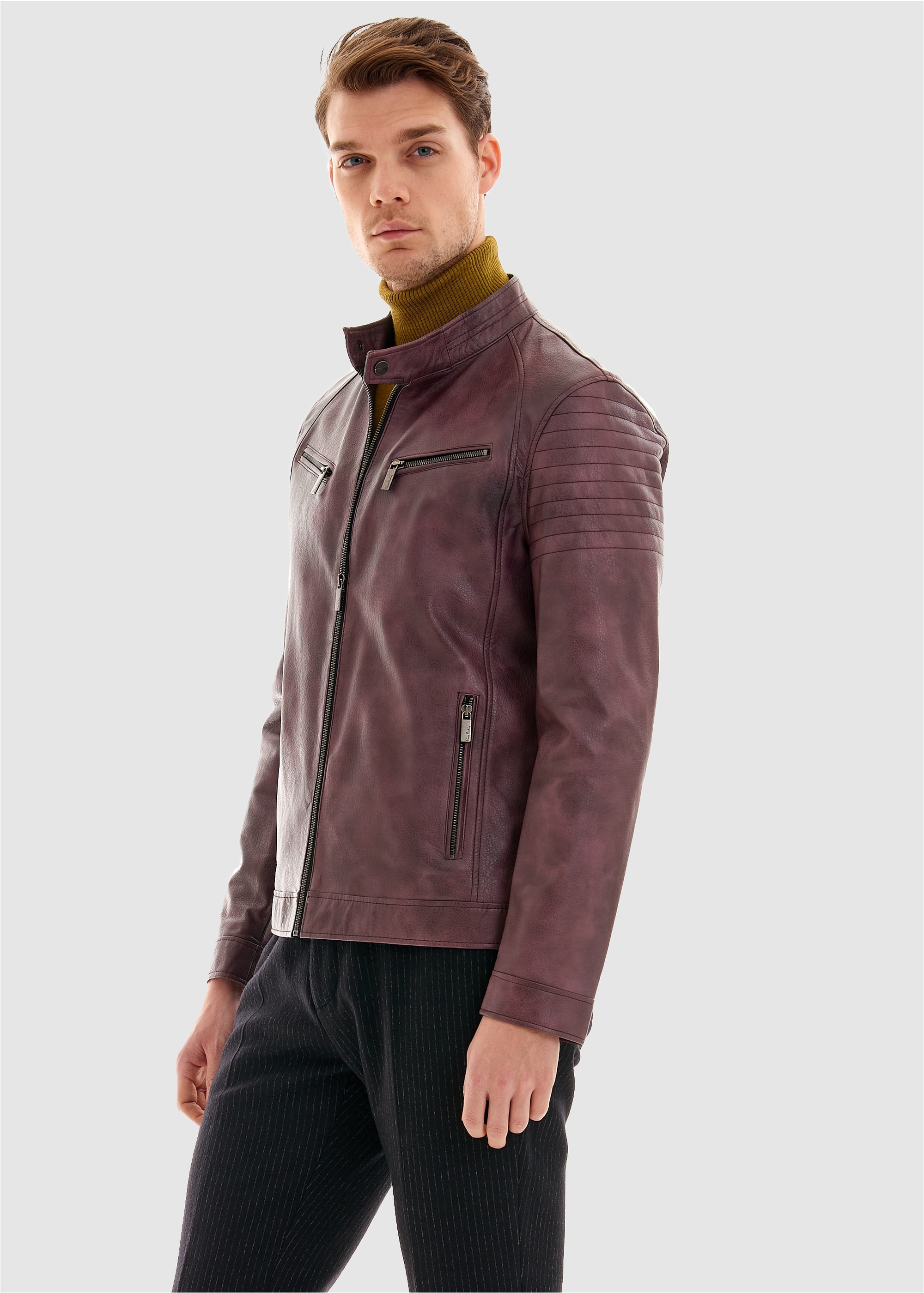 Pierre Cardin Lederimitatjacke, im angesagten Biker-Stil
