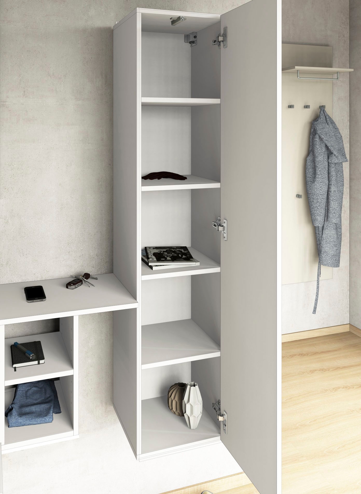 borchardt Möbel Garderoben-Set »Toledo, moderne hängende Garderobe, Schminktisch mit Regalfächern« Spar-Set, 