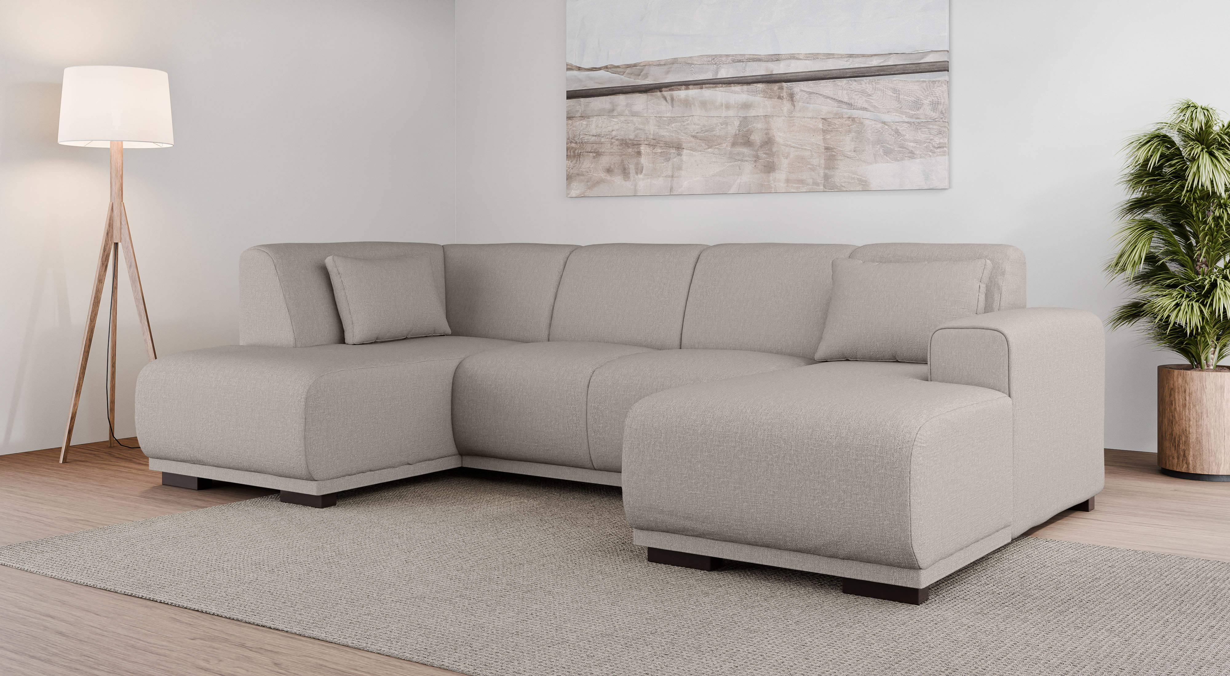 OTTO home Wohnlandschaft "BORNHOLM U-Form mit Recamiere rechts/links, B/T/H: 300/162/85 cm" U-Form mit Wellenunterfederung, Recamiere rechts oder links bestellbar
