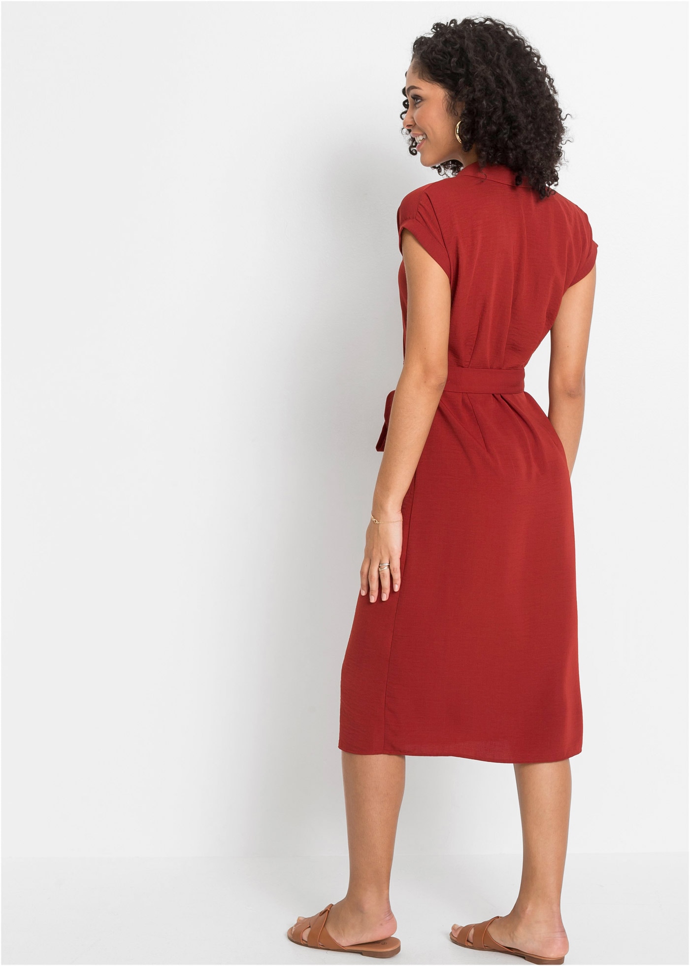 bonprix Blusenkleid eleganter Stil, mit kurzem Arm, mit Reverskragen