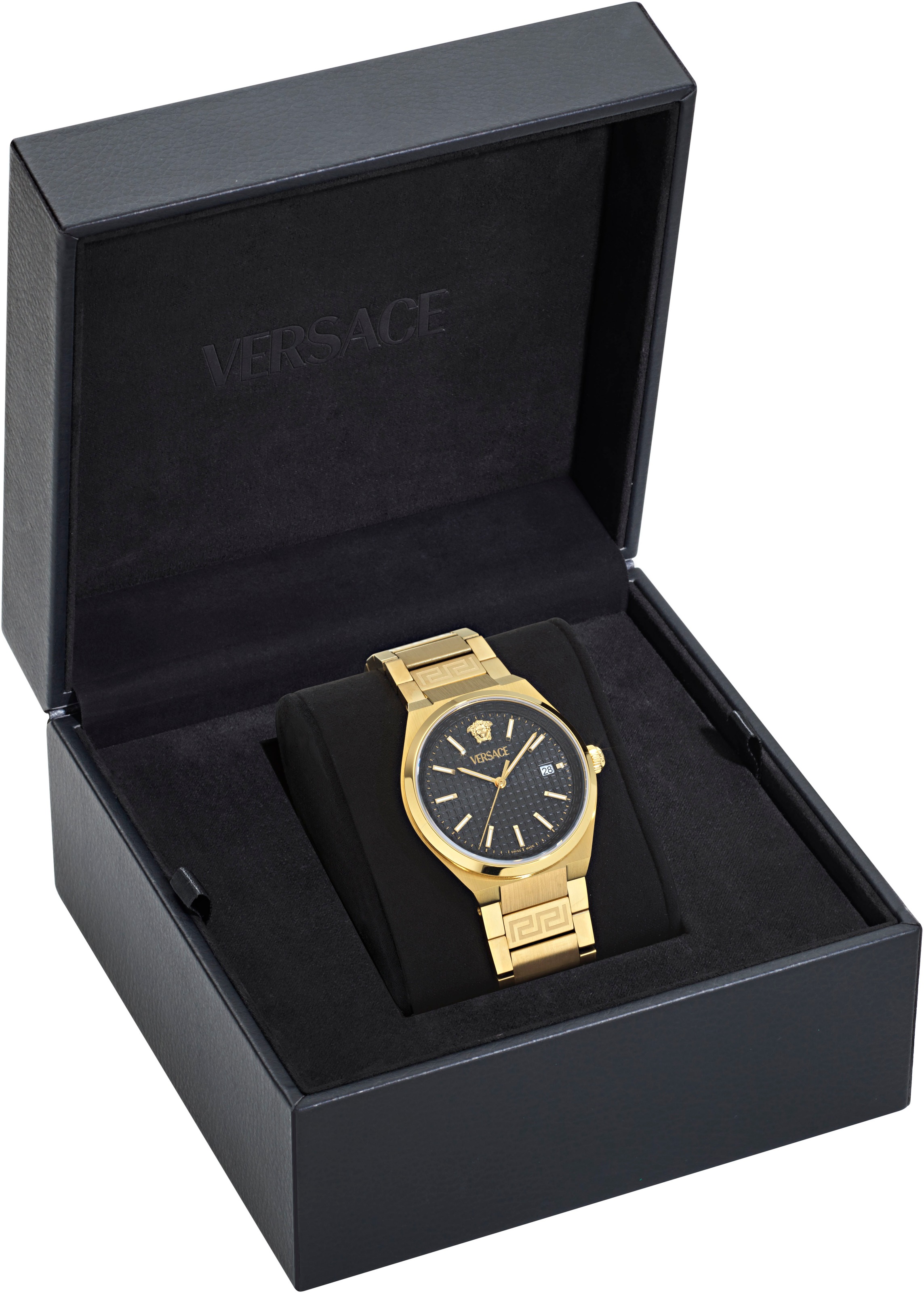 Versace Quarzuhr »V-AURIA«, Armbanduhr, Herrenuhr, Swiss Made, Edelstahlarmband, analog, Datum