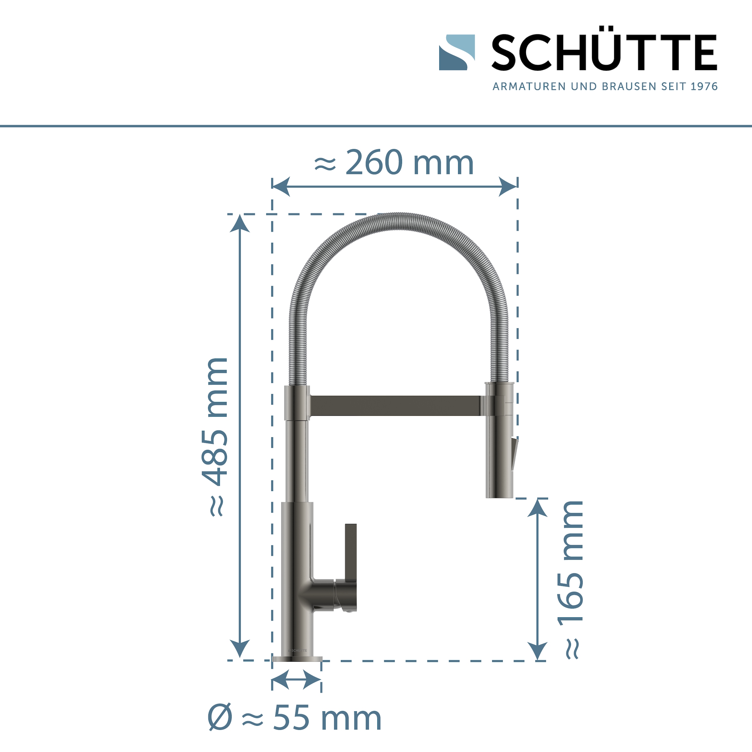 Schütte Hochdruck Spültischarmatur »MIAMI«, energiesparende Cold-Start-Funkt., 360° schwenkbar, 2-fach verstellbar