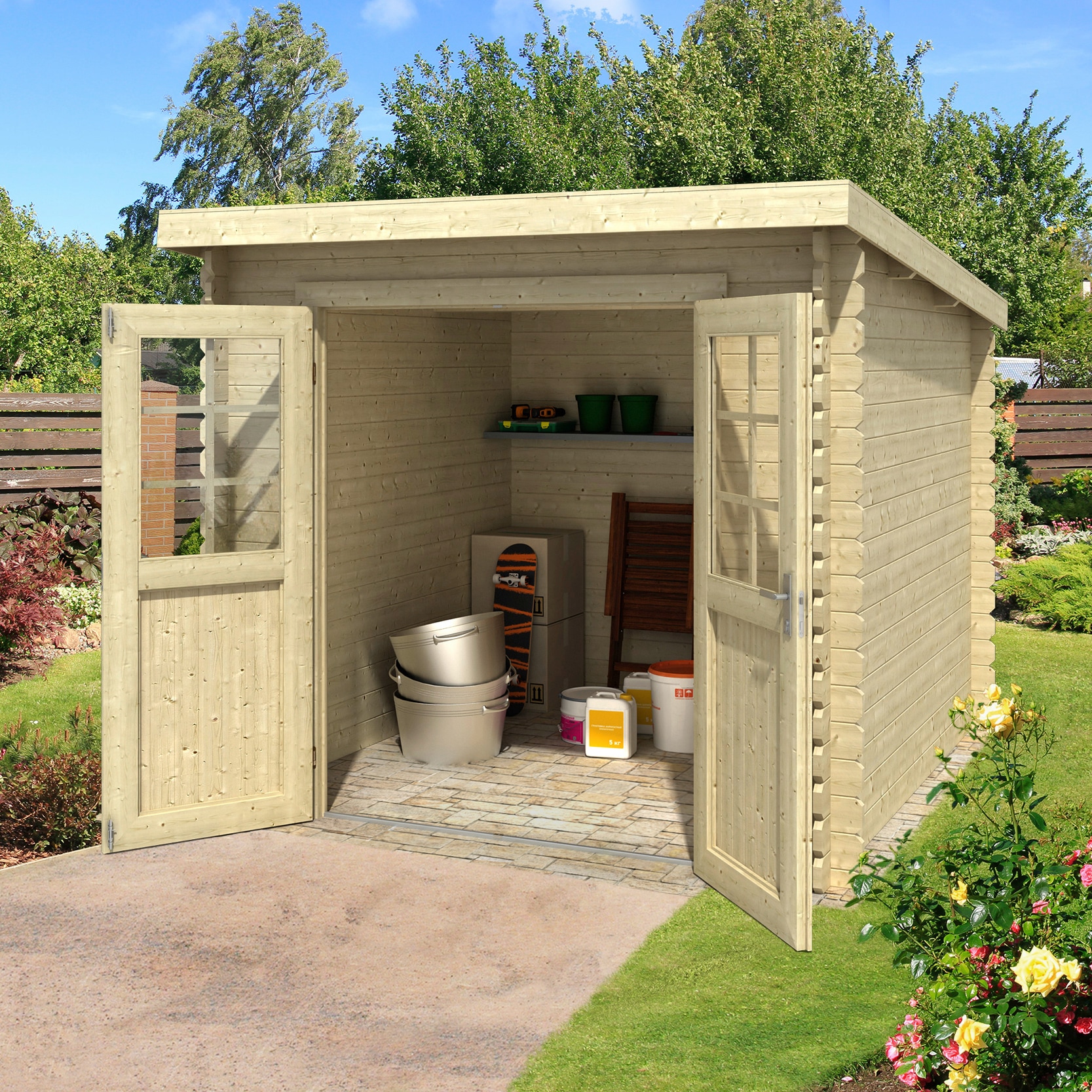 LASITA MAJA Gartenhaus "Indi 230" Blockbohlenhaus 28mm