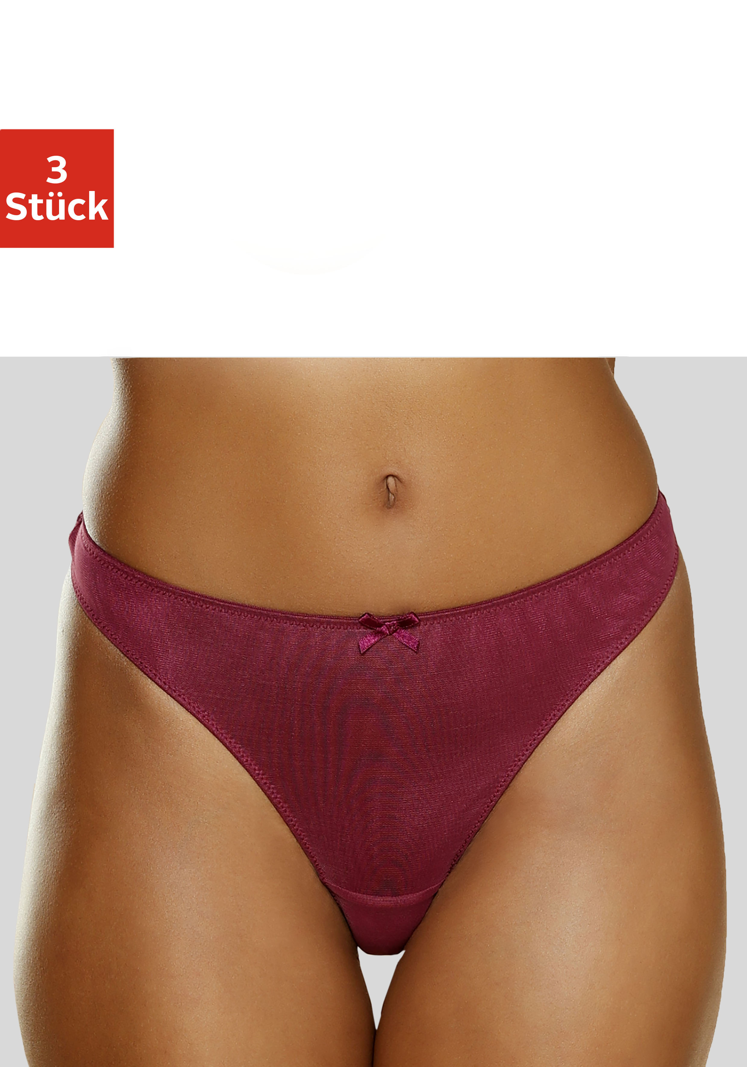 petite fleur by Lascana String Packung, 3 Stück, mit Spitze hinten