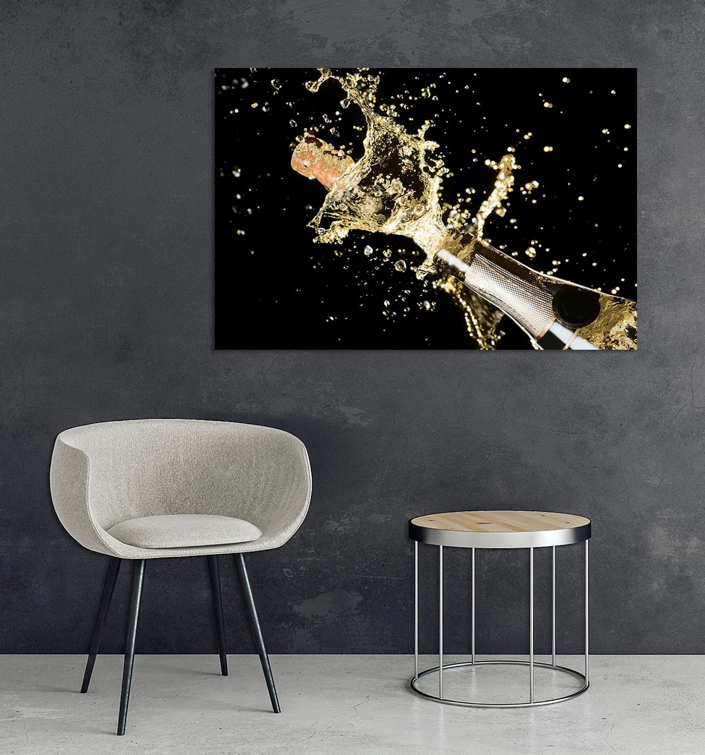 Leonique Acrylglasbild »Sektkorken«, Kunst-Gemälde-Wein-Wein Bilder-Cocktail-Bar & Lounges, von Hand eingearbeitete Blattgold Applikationen