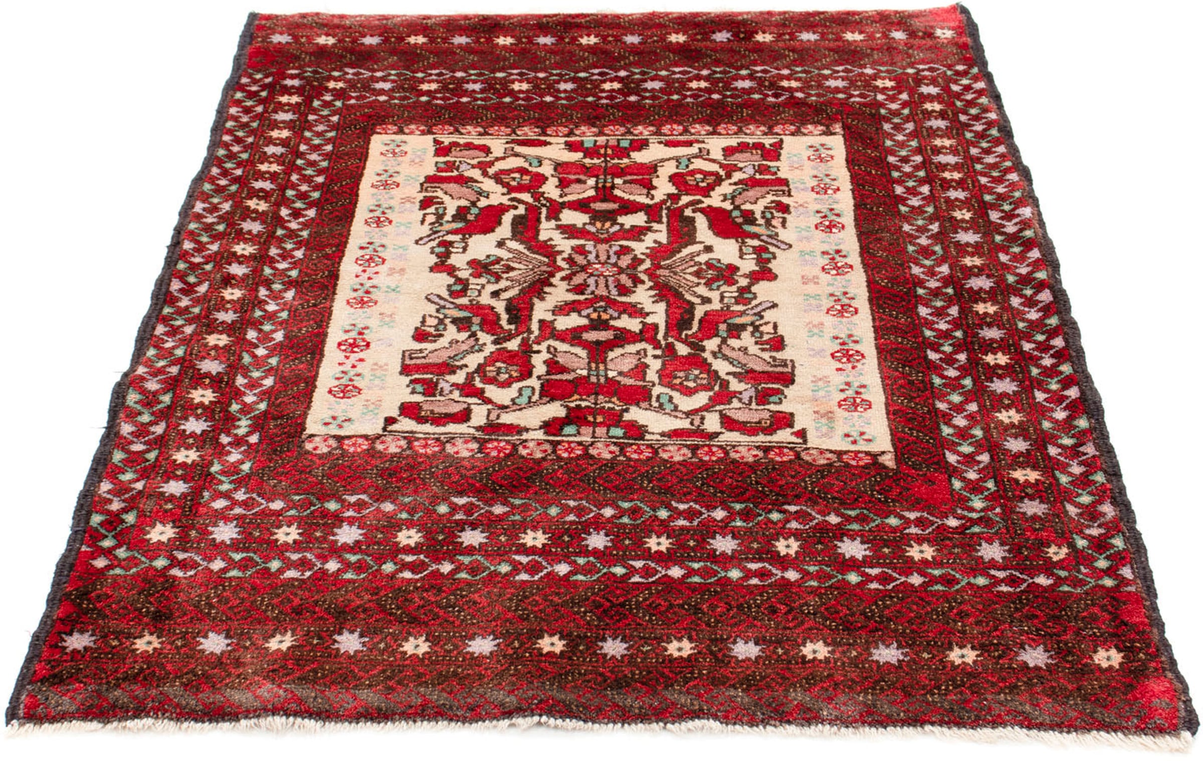 morgenland Orientteppich "Belutsch - 147 x 99 cm - rot", rechteckig, 8 mm Höhe, Wohnzimmer, Handgeknüpft, Einzelstück mi