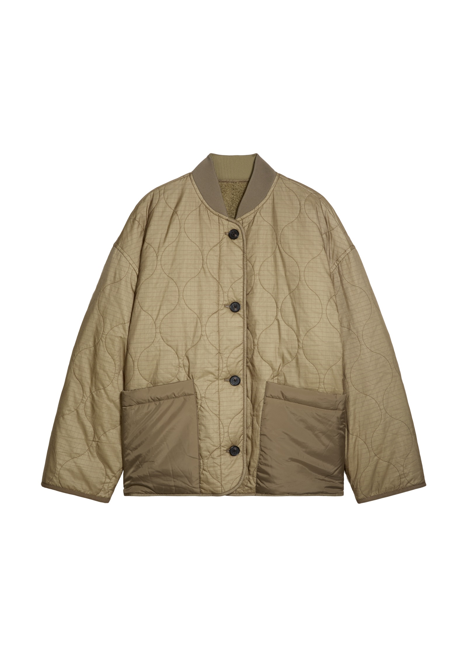 Marc O'Polo Outdoorjacke »aus Ripstop-Nylon und Teddyplüsch« ohne Kapuze