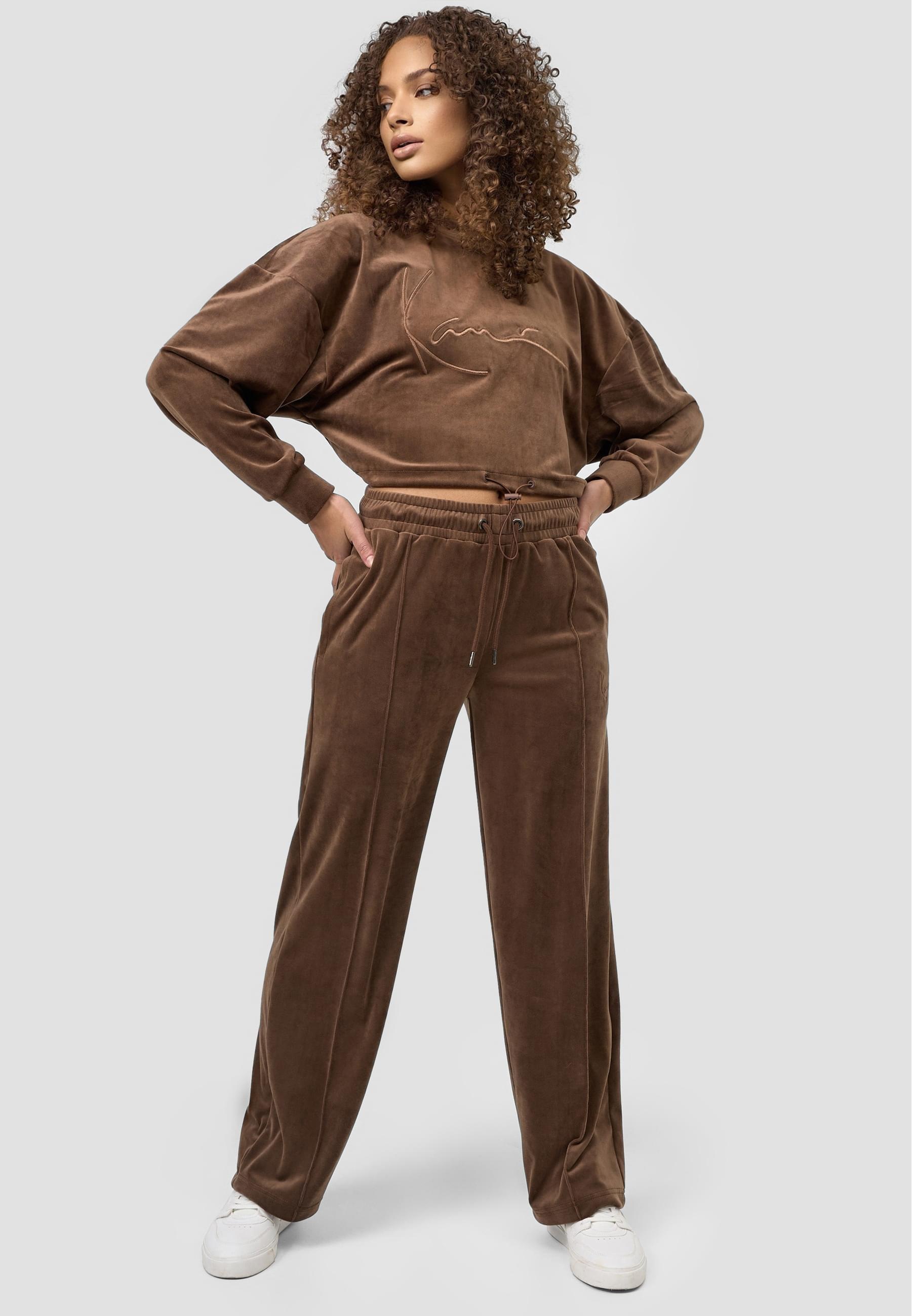 Karl Kani Sweater »Karl Kani Damen KW214-045-1 Signature Velvet Crop Crew brown«, (1 tlg.)