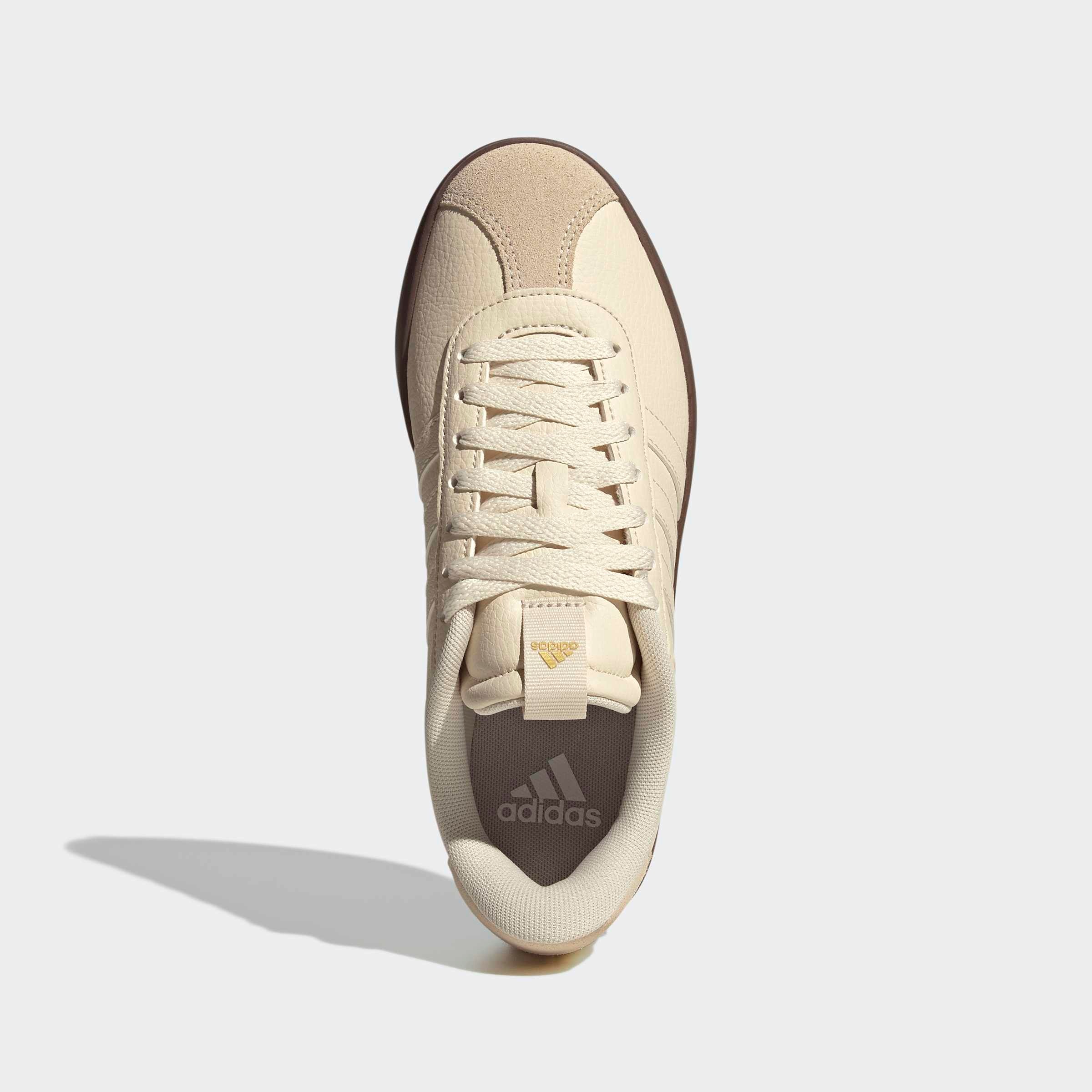 Sneaker ADIDAS SPORTSWEAR "VL COURT 3.0", Damen, Gr. 37, wonder weiß, wonder weiß, gold metallic, Leder, Synthetik, Schuhe Sneaker, inspiriert vom Design des adidas samba, Topseller 3