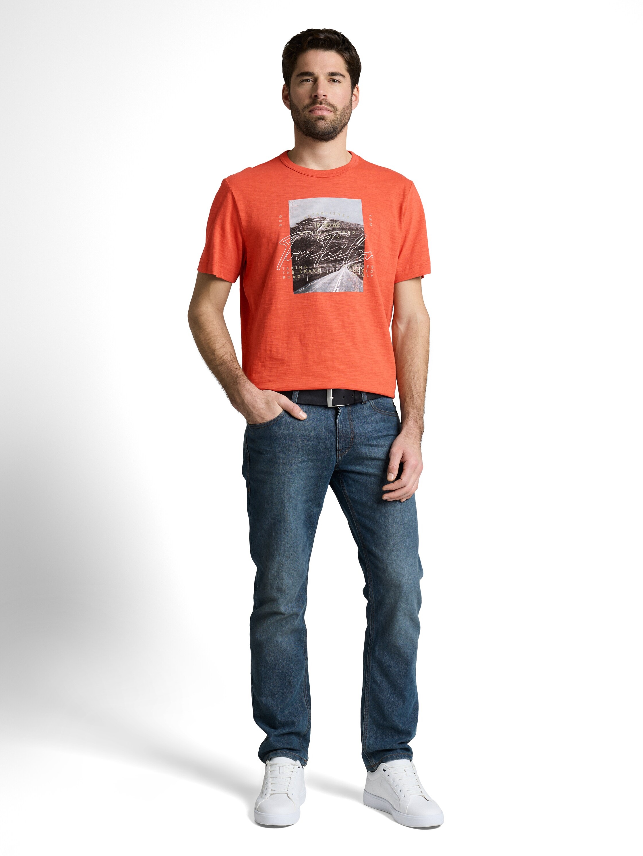 T-Shirt TOM TAILOR, Damen, Gr. M, chili orange, Single Jersey, Obermaterial: 100% Baumwolle, bedruckt, regular fit normal, Rundhals, Shirts T-Shirt, mit Foto Print 8