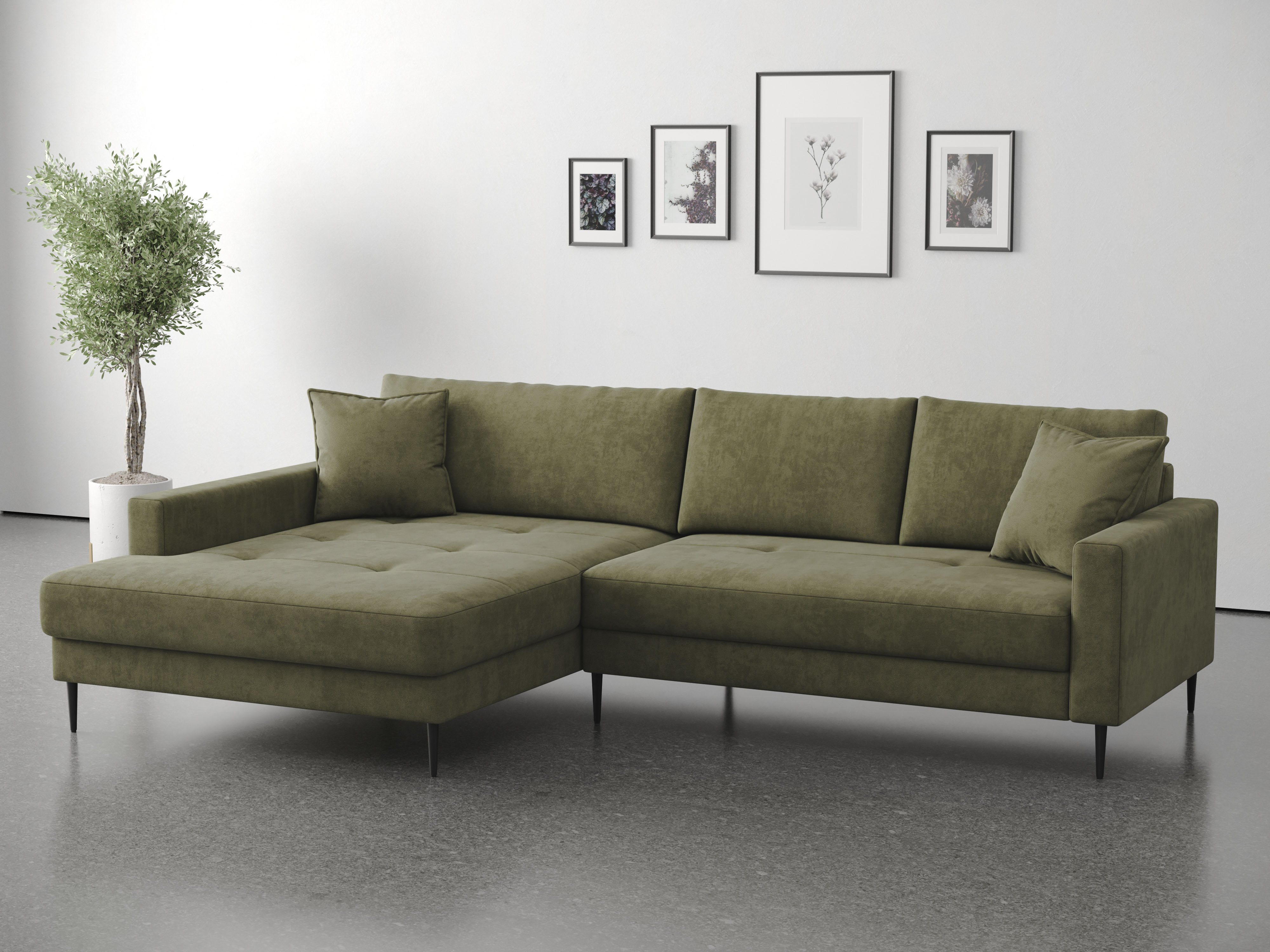 OTTO home Ecksofa "Summer L-Form, B: 280cm, in Cord & Struktur" wahlweise mit Kopfstützen, schwarze Metallfüße