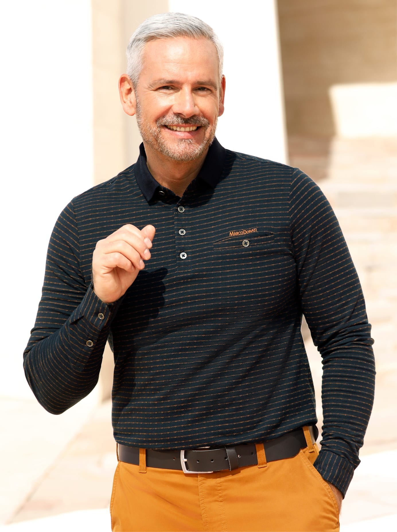 Marco Donati Poloshirt "Langarm-Shirt" 1 Stk. tlg. günstig online kaufen