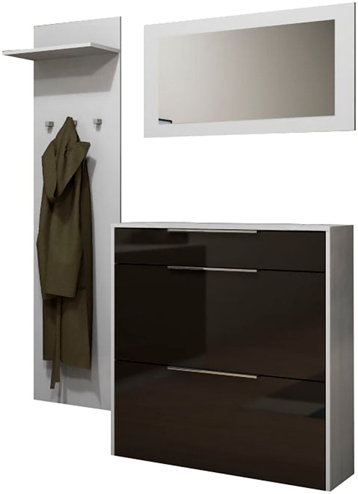 borchardt Möbel Garderoben-Set "Oliva, Hängeschuhschrank, Spiegel, Garderobenpaneel" 3 Stk. tlg.