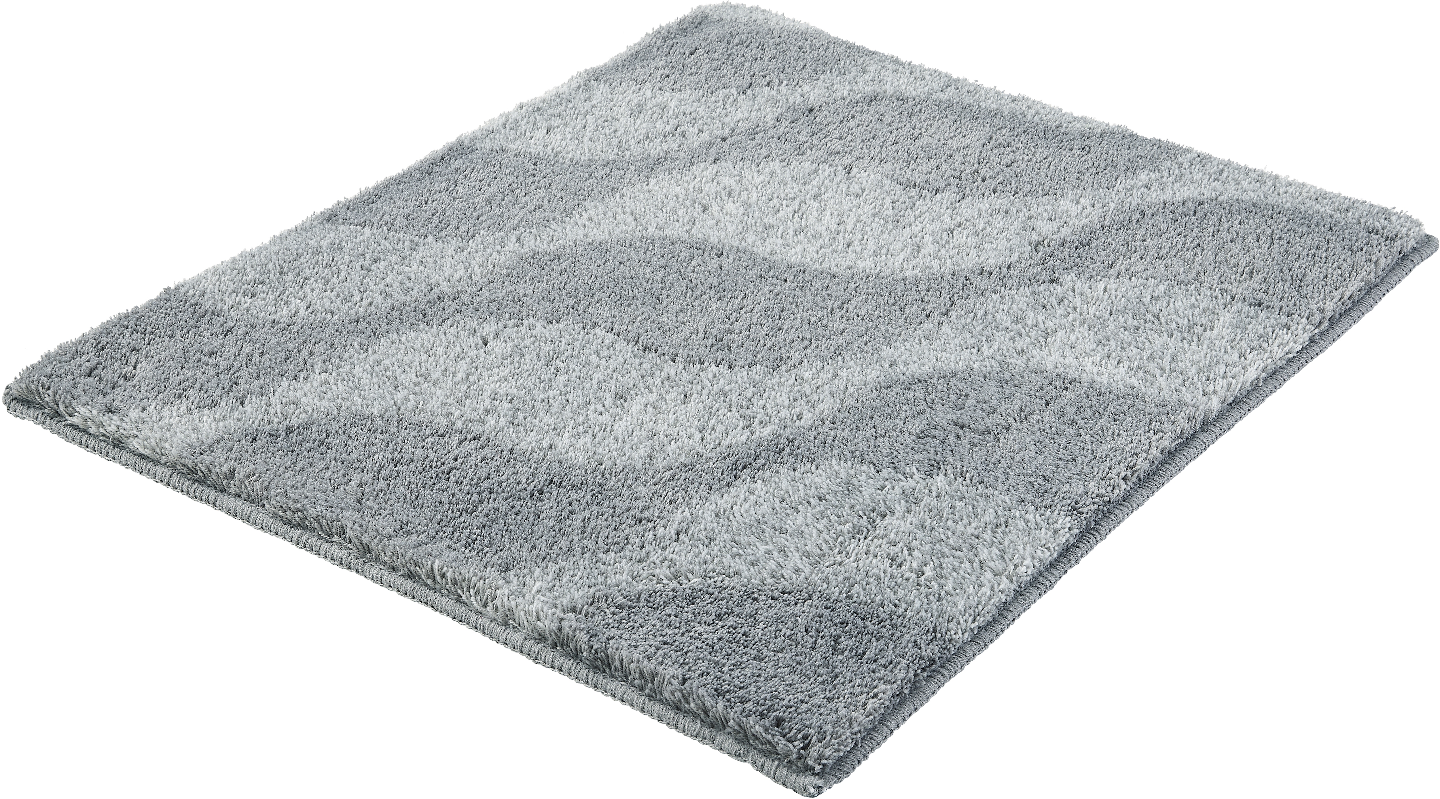 Kleine Wolke ""Onda", Badvorleger, Badezimmer Teppich" Höhe 15 mm rutschhemmend beschichtet fußbodenheizungsgeeignet Badteppich, modernes Ton in Ton Wellendesign, flauschig