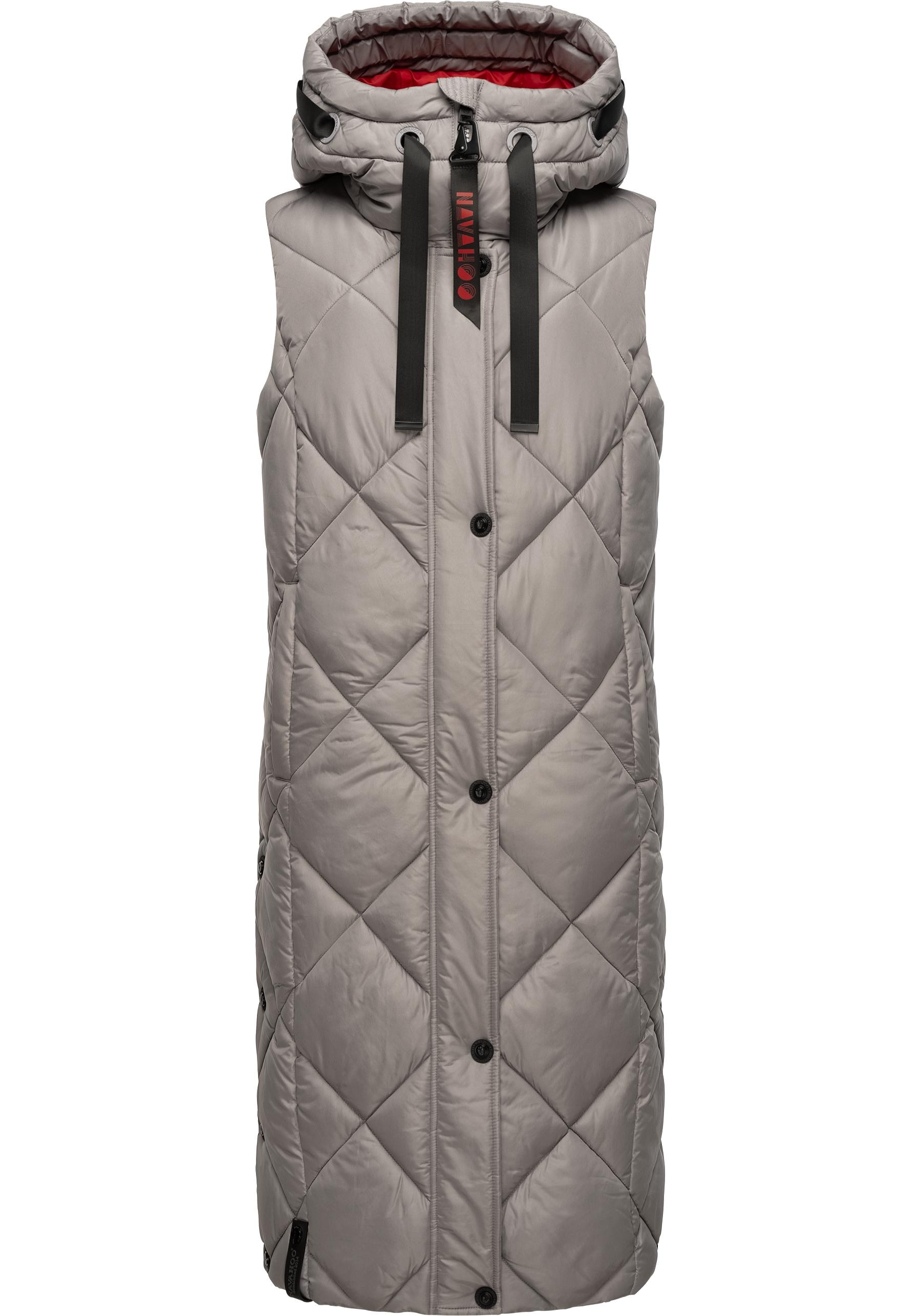 Navahoo Steppweste »Schnuckel«, warme Damen Outdoor-Weste lang mit Kapuze