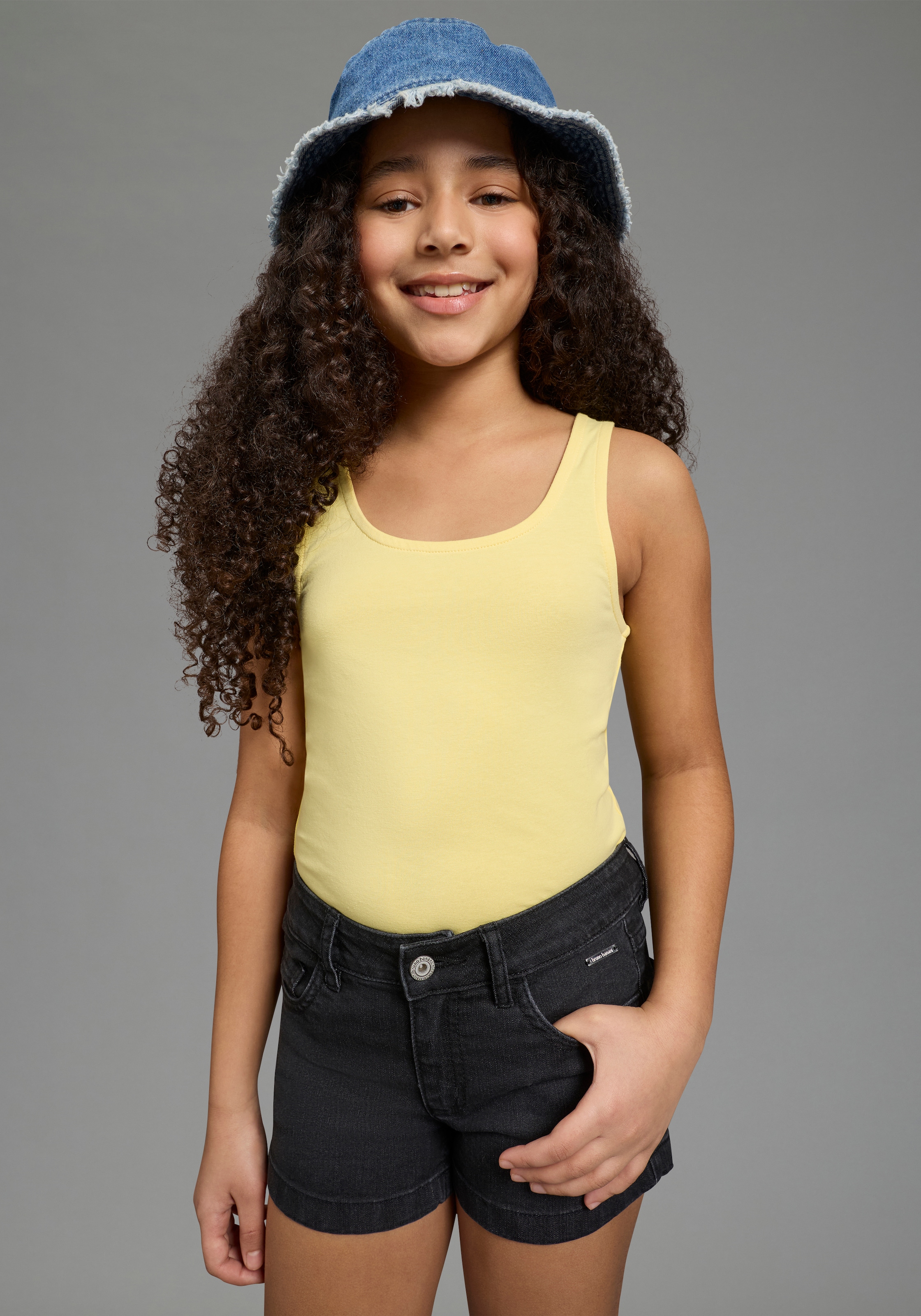 Bruno Banani T-Shirt "2er Pack Tank Tops, modische Basics für Mädchen" Packung, 2, 2 tlg. ohne Ärmel, Basic Passform, unifarben, aus Baumwolle und Elasthan
