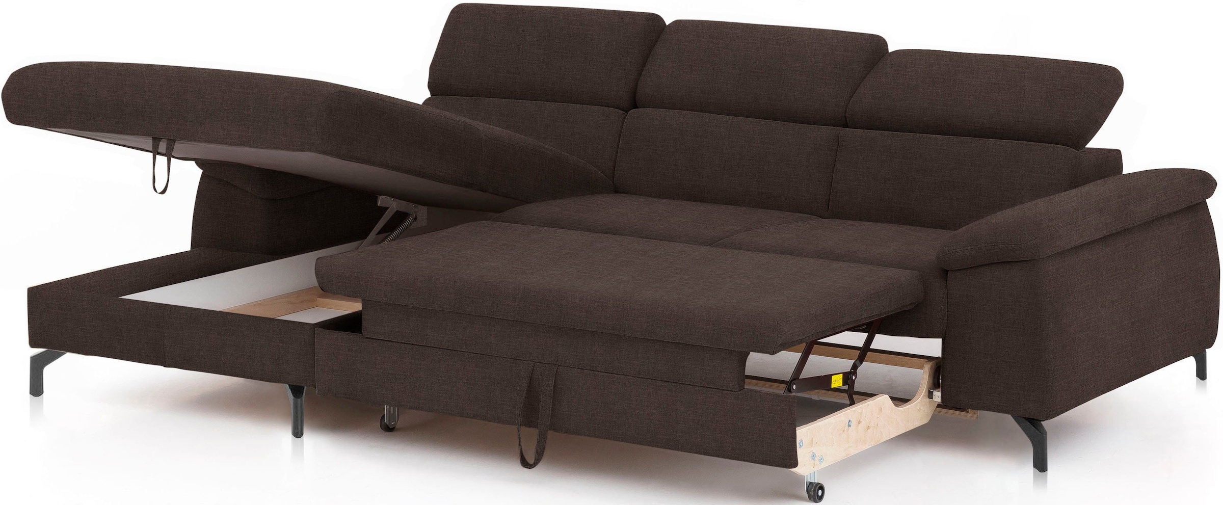 COTTA Polstergarnitur »Komaris L-Form«, (Set), Set bestehend aus: Ecksofa mit Kopfteilverstellung & Hocker