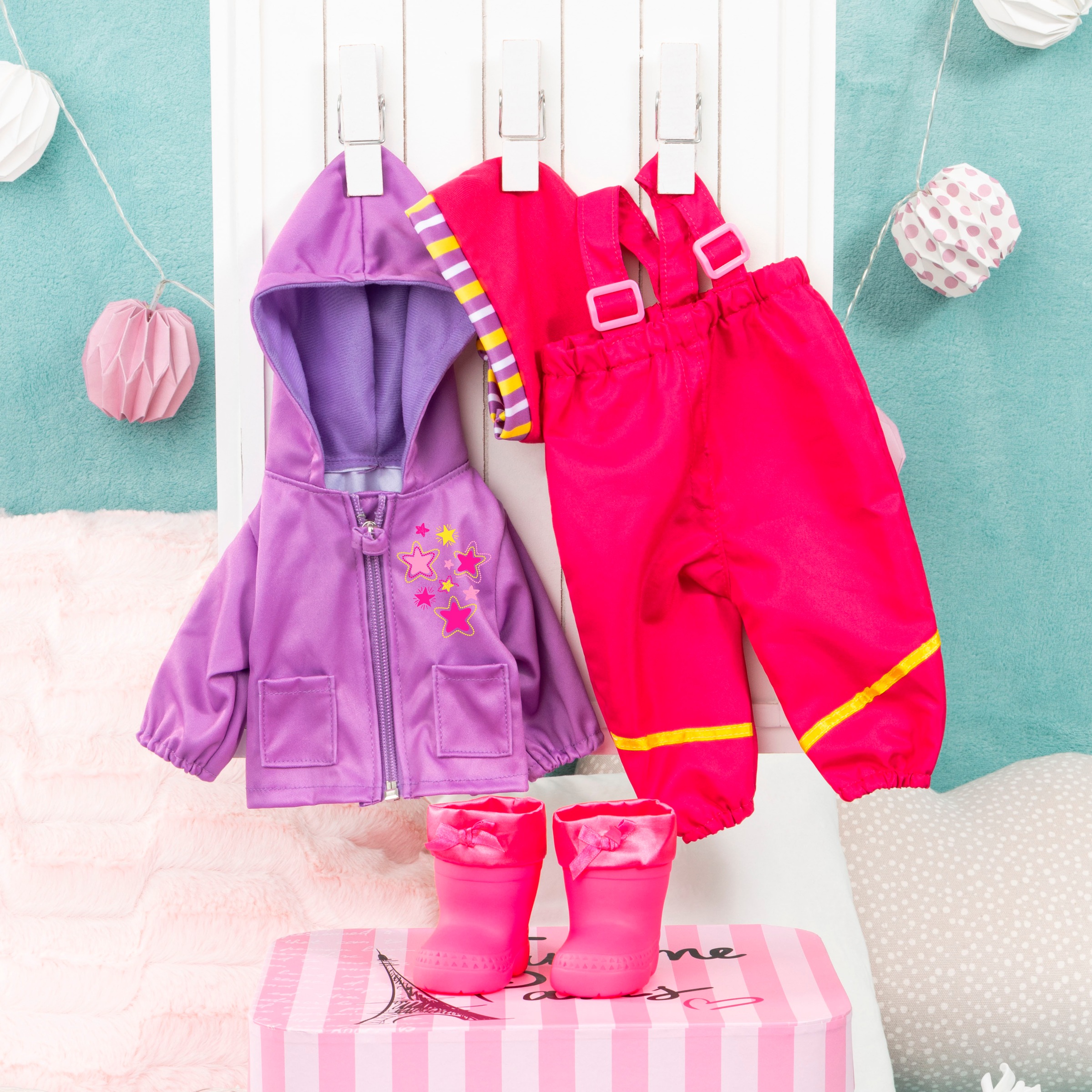 Bayer Puppenkleidung »Regen-Set pink/lila«, (Set, 4 tlg.)