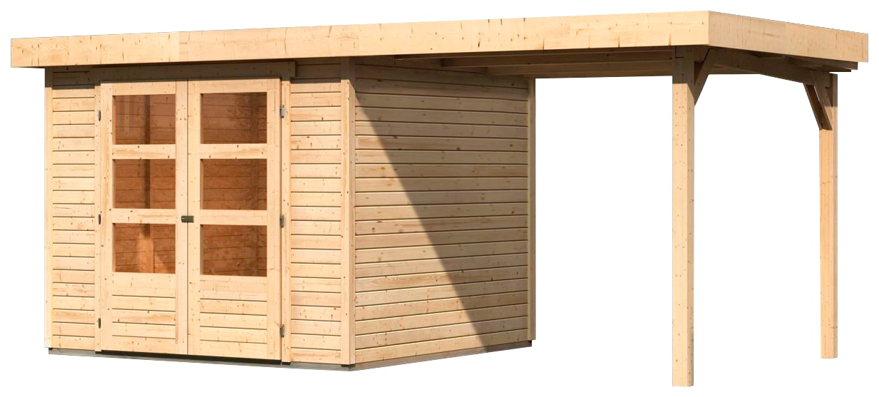 Karibu Gartenhaus »Arnis 3,5«, (Set), mit Anbaudach 2,40 cm Breite