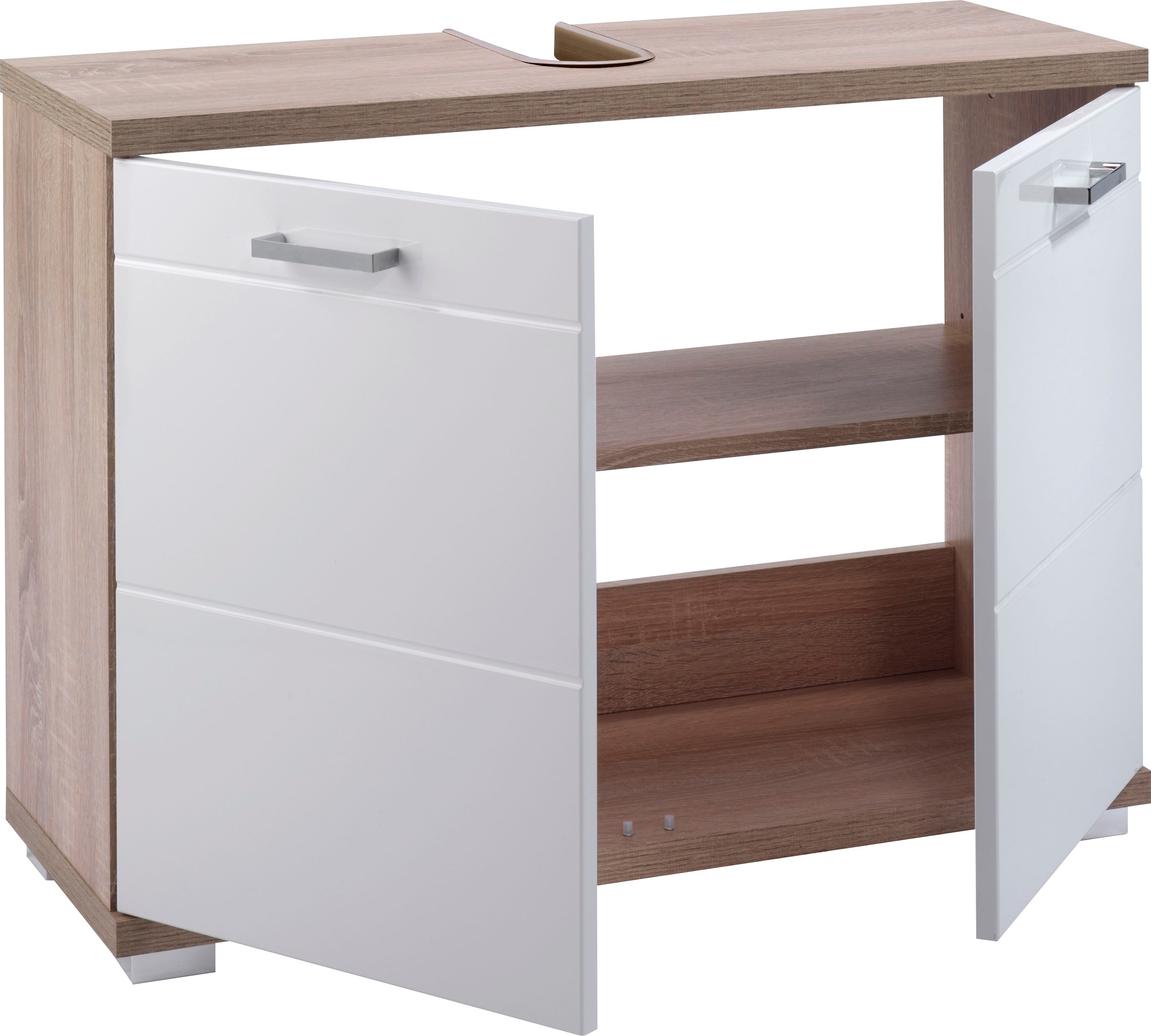 byLIVING Waschbeckenunterschrank »Nebraska«, Breite 80 cm, Badezimmerschrank, MDF-Fronten in Hochglanz-Optik