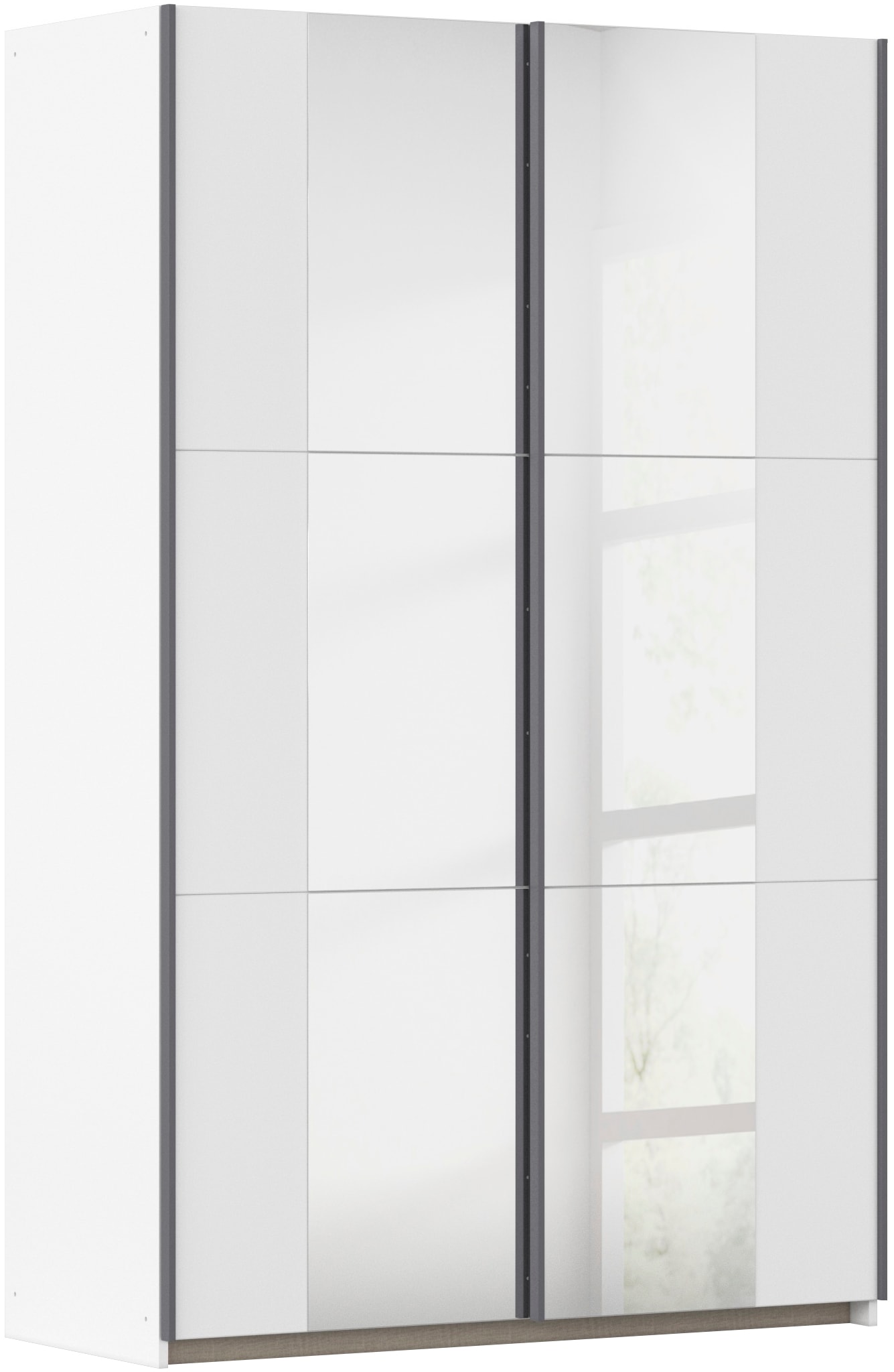 rauch Schwebetürenschrank "Kleiderschrank Drehtürenschrank Schrank Garderobe KRONACH" in 3 Ausstattungen BASIC/CLASSIC/PREMIUM, Breiten 131/175/218/261 cm, optional ohne, mit 1 oder 2 Spiegel, viel Stauraum MADE IN GERMANY